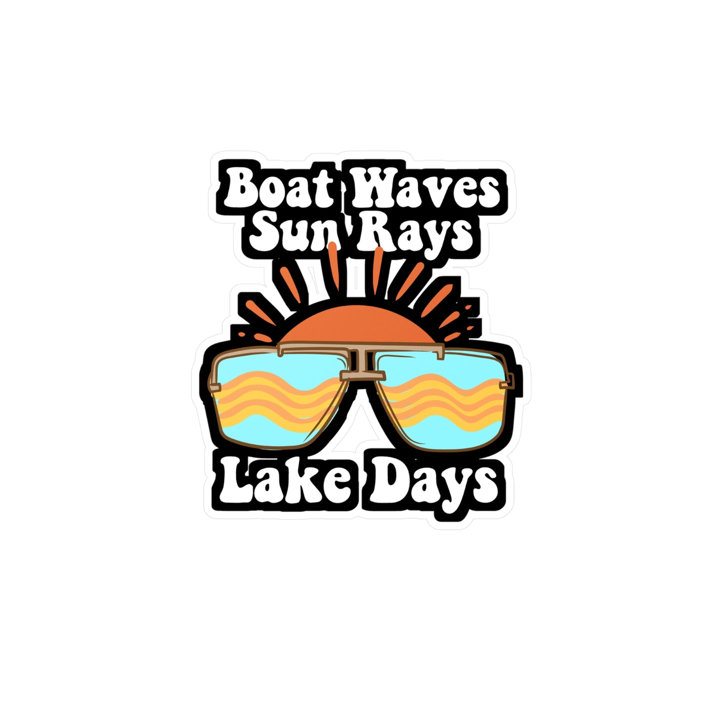 Boat Waves Sun Rays Lake Days - Boating Sticker for Laptop Sticker. Water Bottle Sticker, Vinyl Summer Decal - Boating Gift