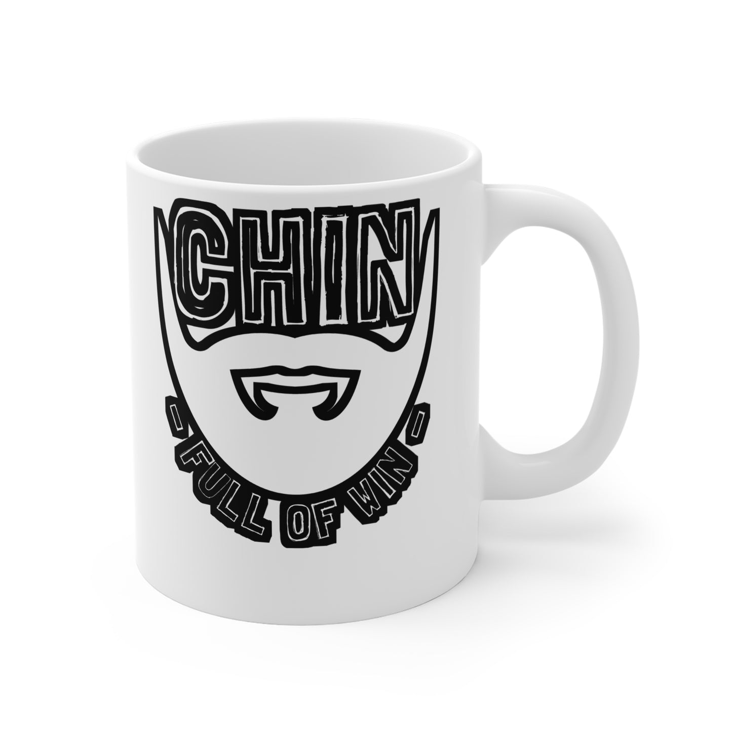 Chin Full Of Win - Beard Mug for Coffee 11oz. Beard Cup, White ceramic, Bearded Mug, Man Tea Cup - Beard Gift