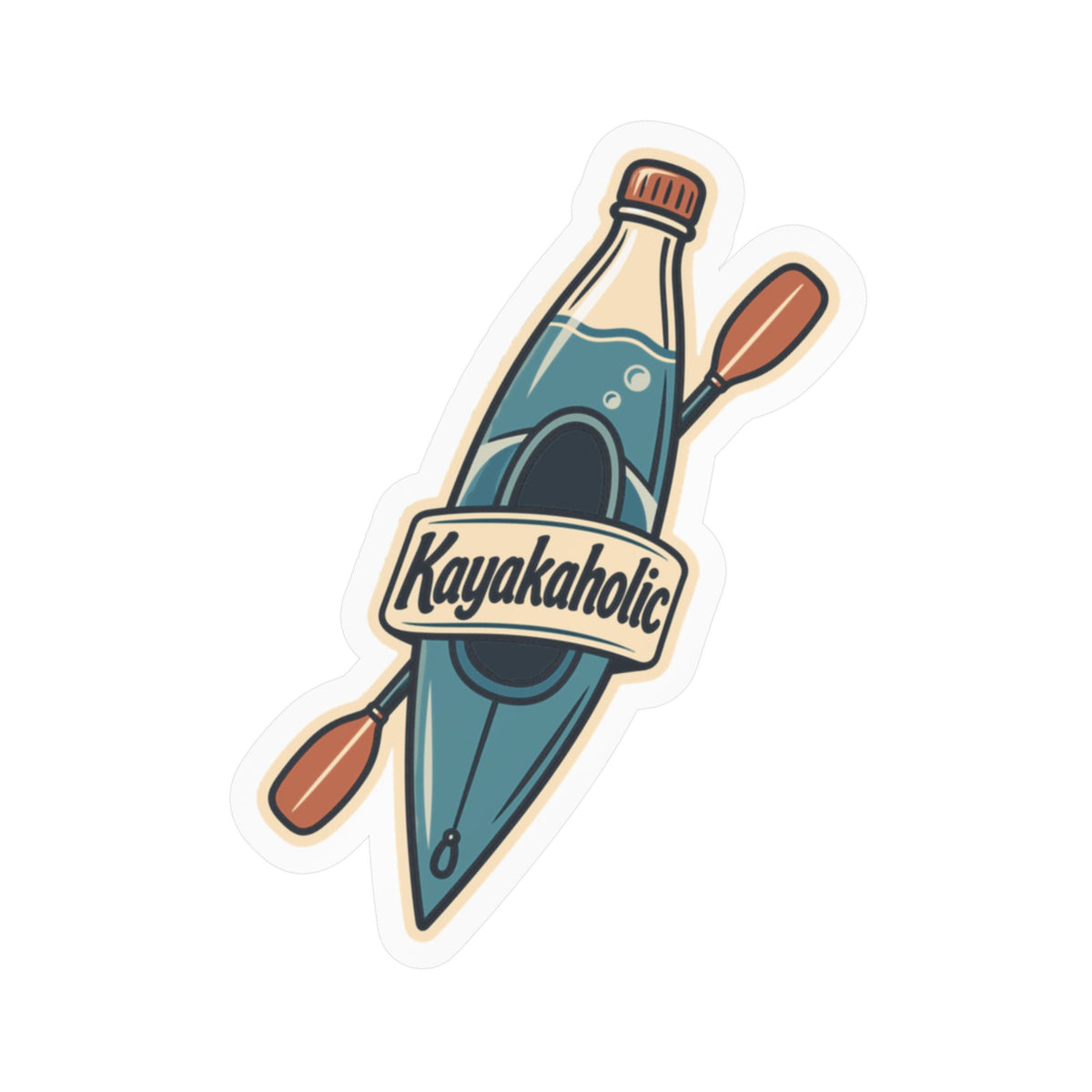 Kayak Sticker - Kayakaholic Decals for Kayaking and Rowing Fans, Kayaker Design for Laptop or Water Bottle