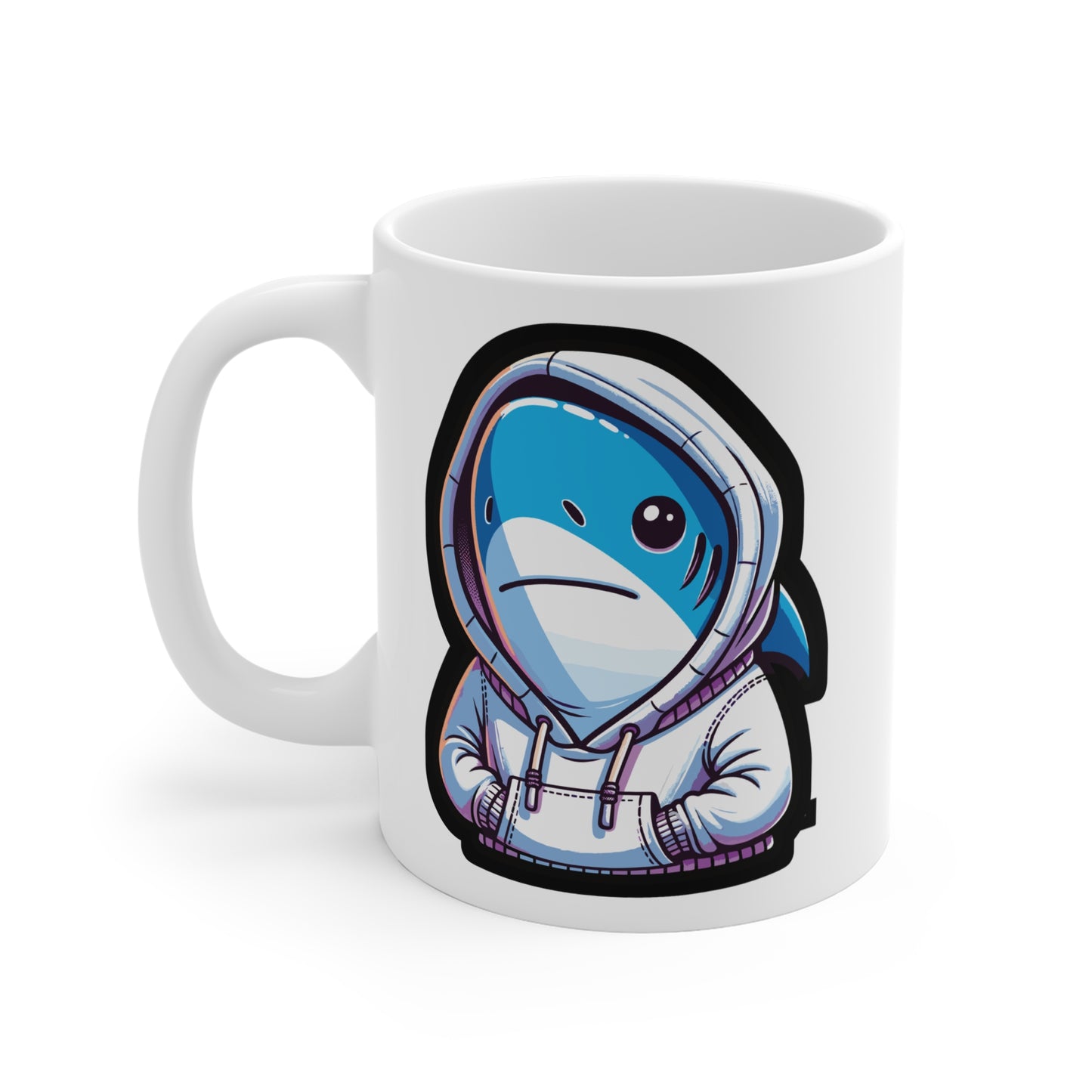 Cool Shark - Cool Mug for Coffee 11oz. Cool Cup, White ceramic, Shark Mug, Hoodie Tea Cup - Cool Gift