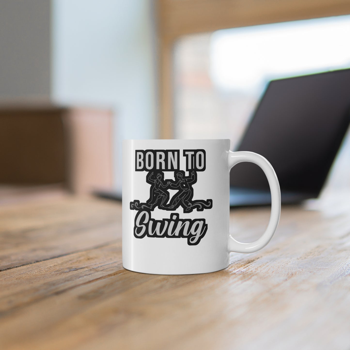 Born To Swing - Tap-dance Mug for Coffee 11oz. Tap-dance Cup, White ceramic, Floor Mug, Tapping Tea Cup - Tap-dance Gift