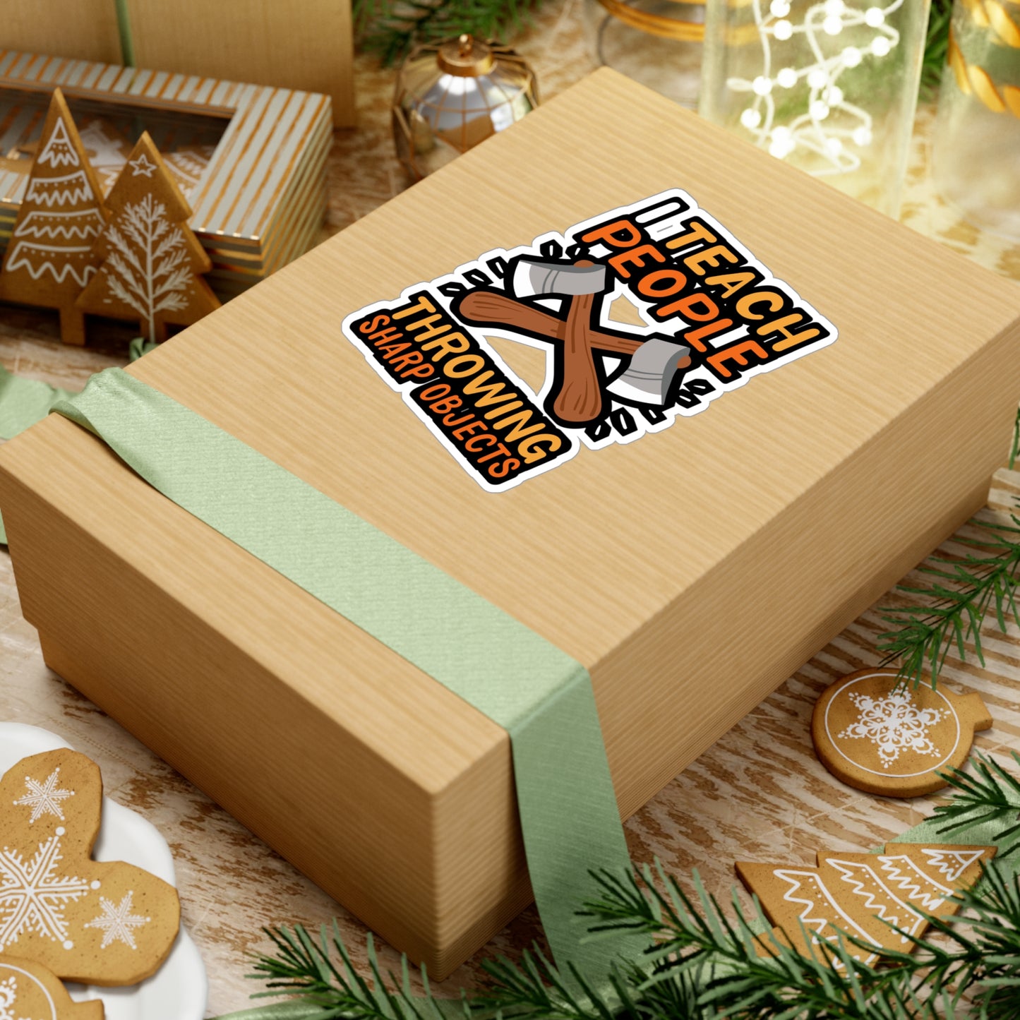 I Teach People Throwing Sharp Objects - Axe-throwing Sticker for Laptop Sticker. Water Bottle Sticker, Vinyl Knife Decal - Axe-throwing Gift