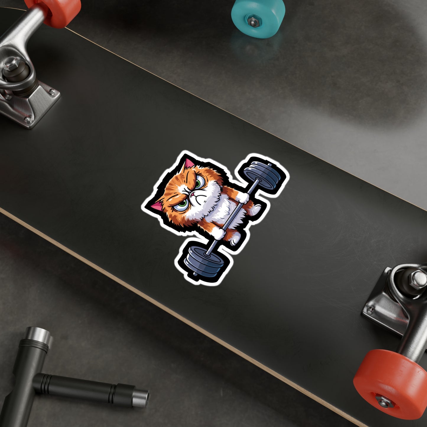 Deadlift Cat Bodybuilding - Weightlifting Sticker for Laptop Sticker. Water Bottle Sticker, Vinyl Muscles Decal - Weightlifting Gift