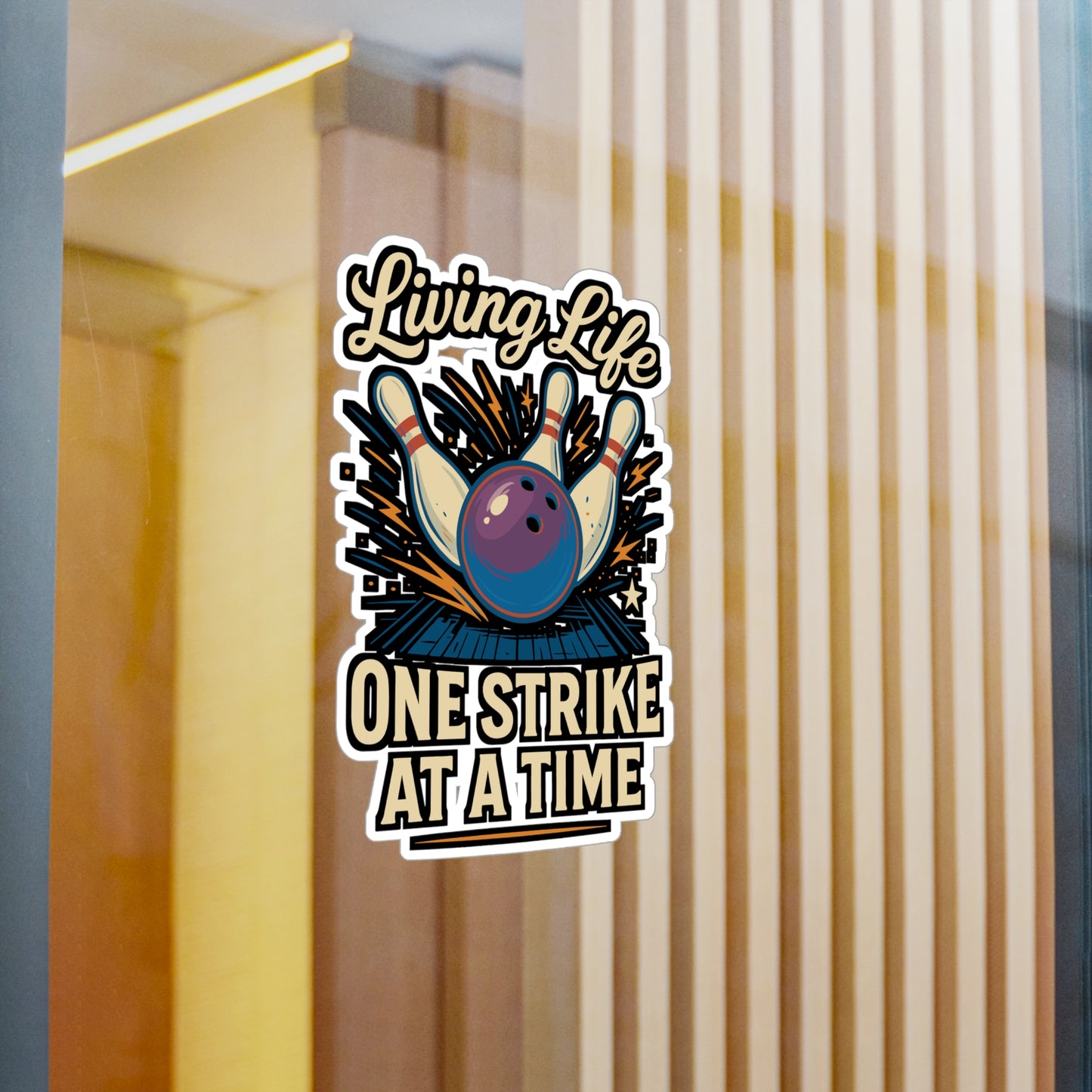 Living Life One Strike At A Time – Bowling Sticker for Laptop or Water Bottle | Funny Gutter Vinyl Decal Gift