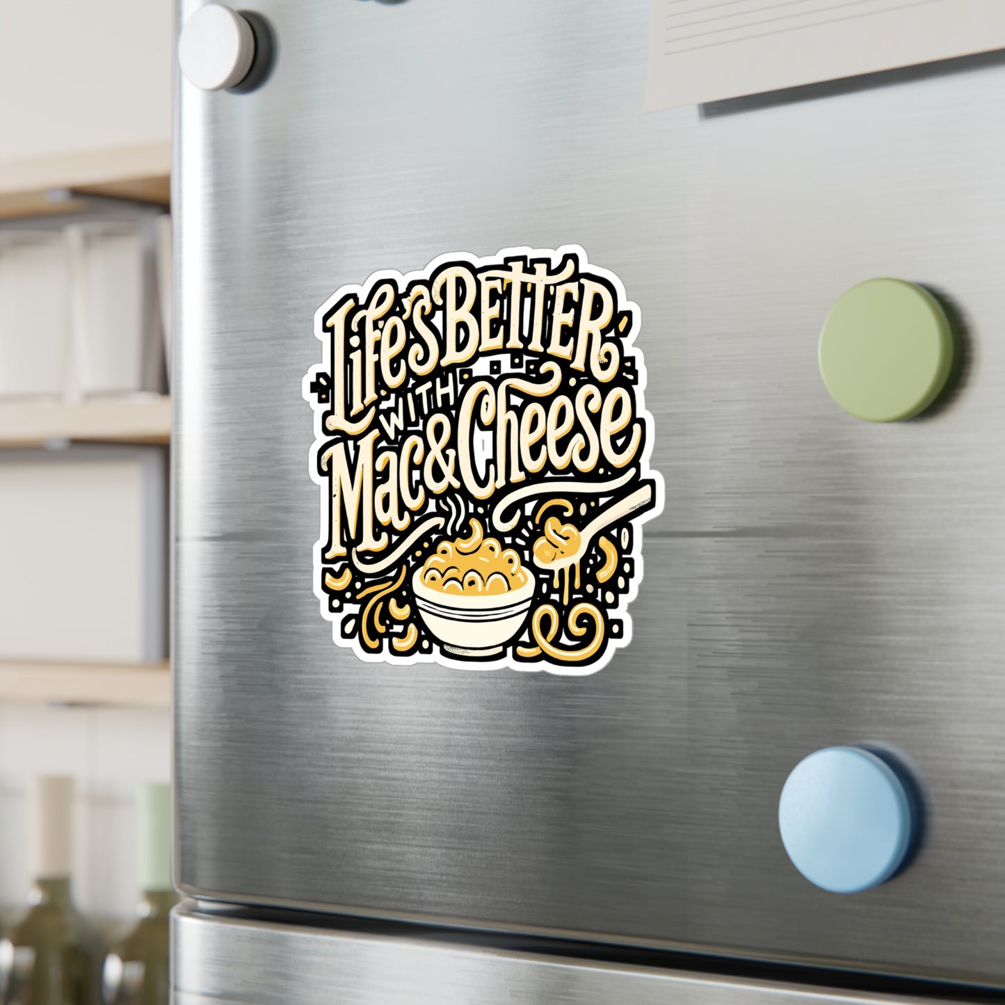 Life's Better With Mac & Cheese – Funny Macaroni Sticker for Laptop or Water Bottle | Cheesy Vinyl Decal Gift