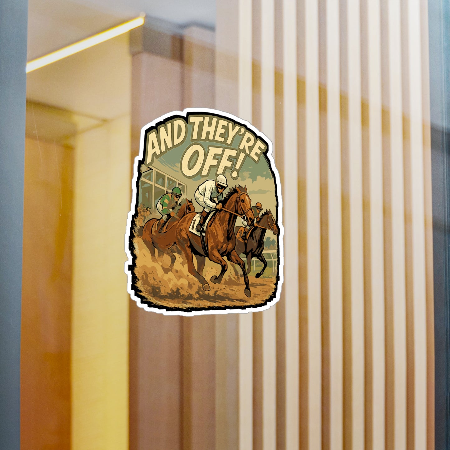 Horse Sticker - "And They're Off" Equestrian Dressage Decals, Waterproof Vinyl Horseback Riding Decor for Laptop, Water Bottle