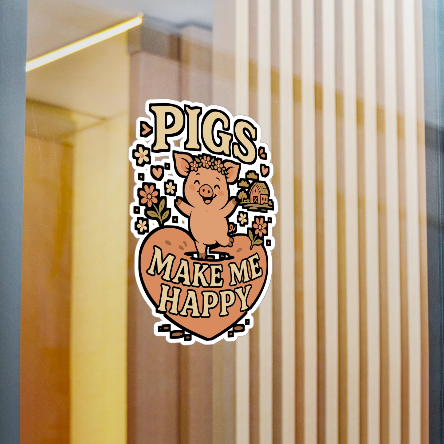 Pigs Make Me Happy – Farmer Sticker for Car, Laptop, Water Bottle & Animal Lover Gifts