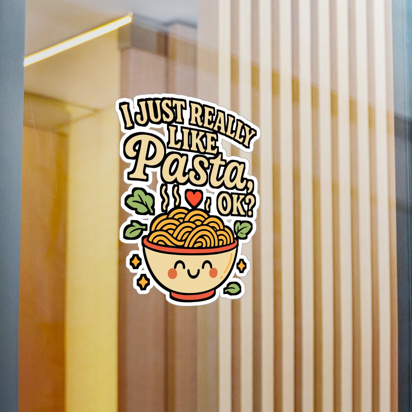 I Just Really Like Pasta, Ok? – Funny Pasta Sticker for Laptop, Water Bottle & Notebook | Vinyl Spaghetti Decal, Food Lover Gift