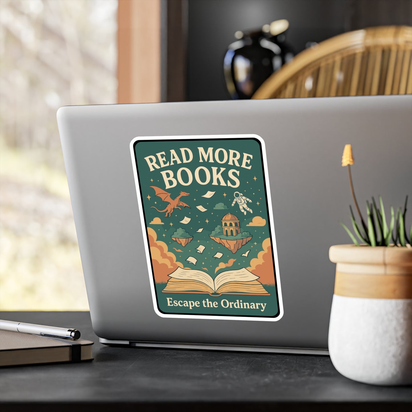 Read More Books - Reading Sticker for Laptop, Water Bottle, Book Lovers, Gift for Readers, Motivational Bookworm Decor