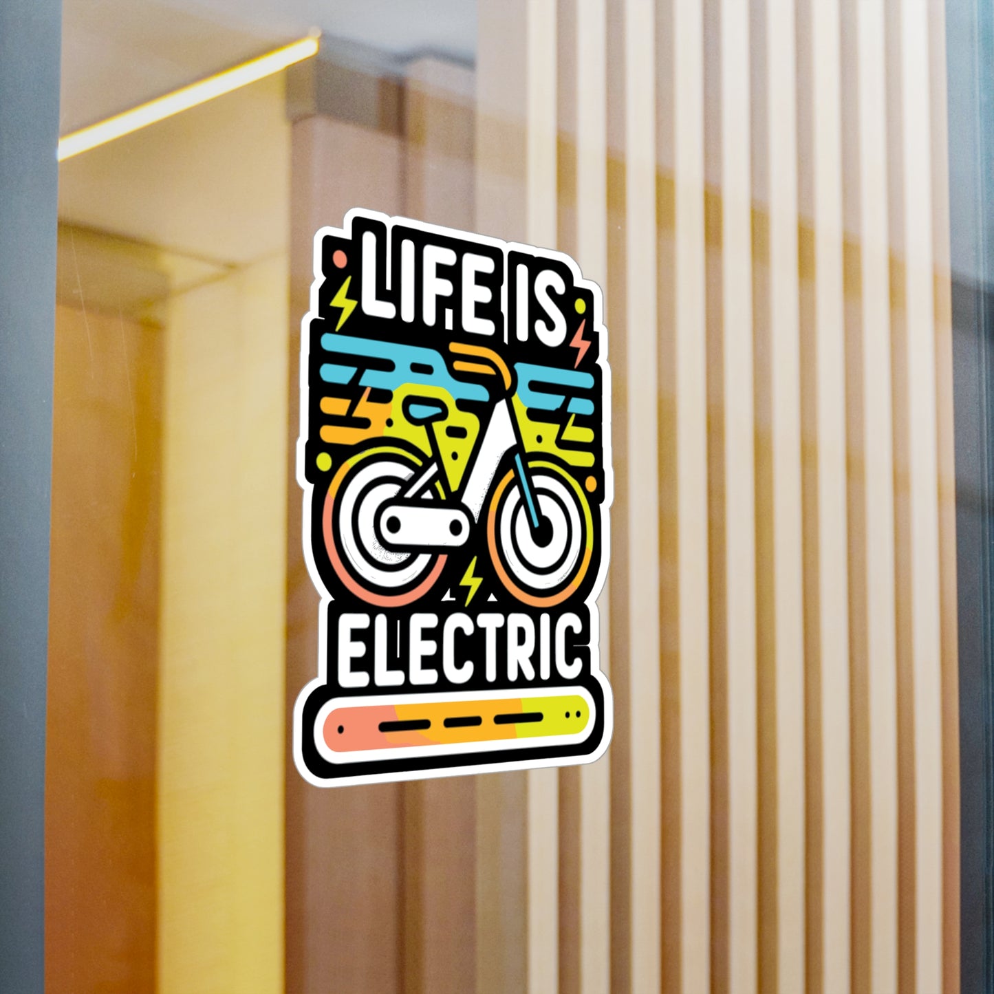 Life Is Electric  - E-bike Sticker for Laptop Sticker. Water Bottle Sticker, Vinyl Electric-bike Decal - E-bike Gift