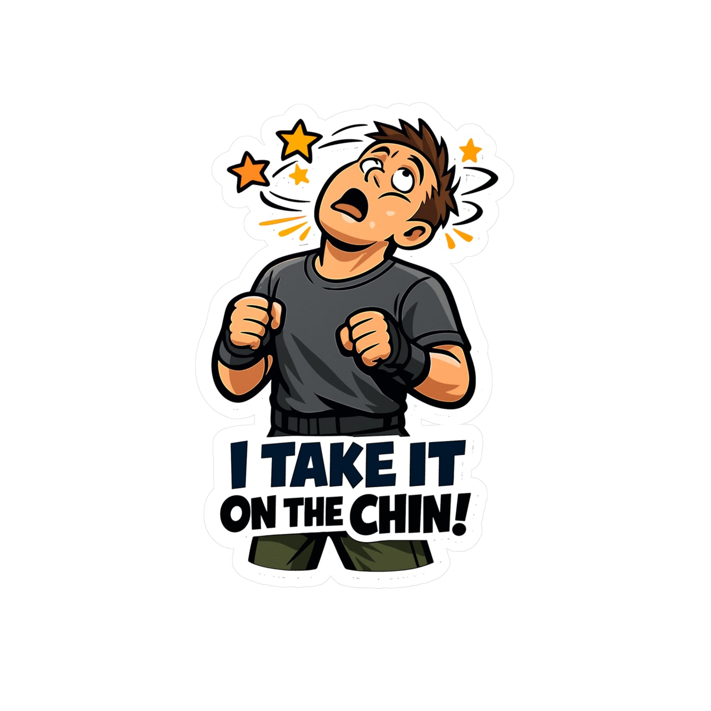 Krav Maga Sticker "I Take It on the Chin!" – Waterproof Vinyl decals for Laptop, Water Bottle, martial arts self defense fitness