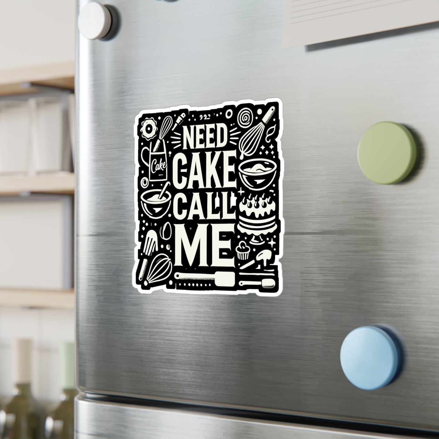 Need Cake Call Me - Baking Sticker for Car Window Laptop Sticker. Water Bottle Sticker, Vinyl Baker Decal, Oven Sticker - Baking Gift