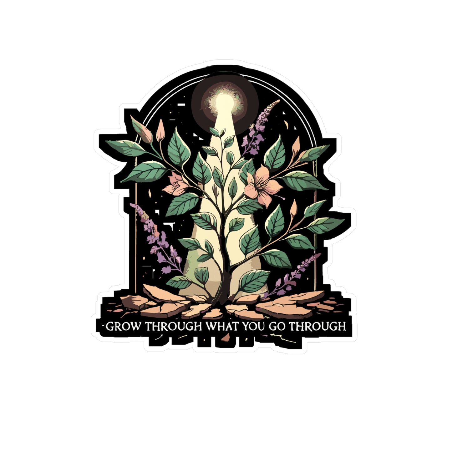 Grow Through What You Go Through - Growth Sticker for Laptop Sticker. Water Bottle Sticker, Vinyl Resilience Decal - Growth Gift