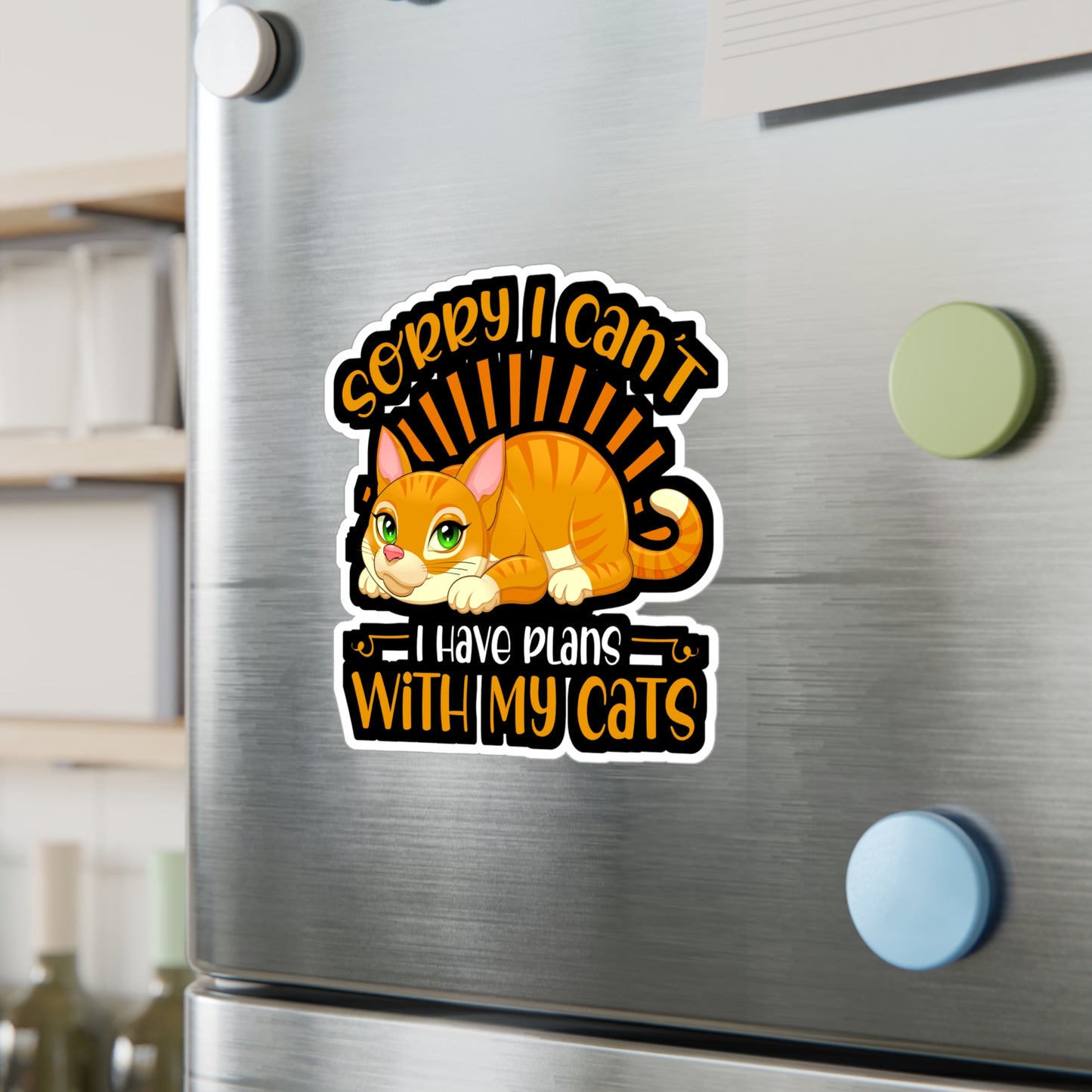 Sorry I Cant I have Plans With my Cats - Cat Sticker for Laptop Water Bottle Sticker, Vinyl Cats Decal - Cat Gift