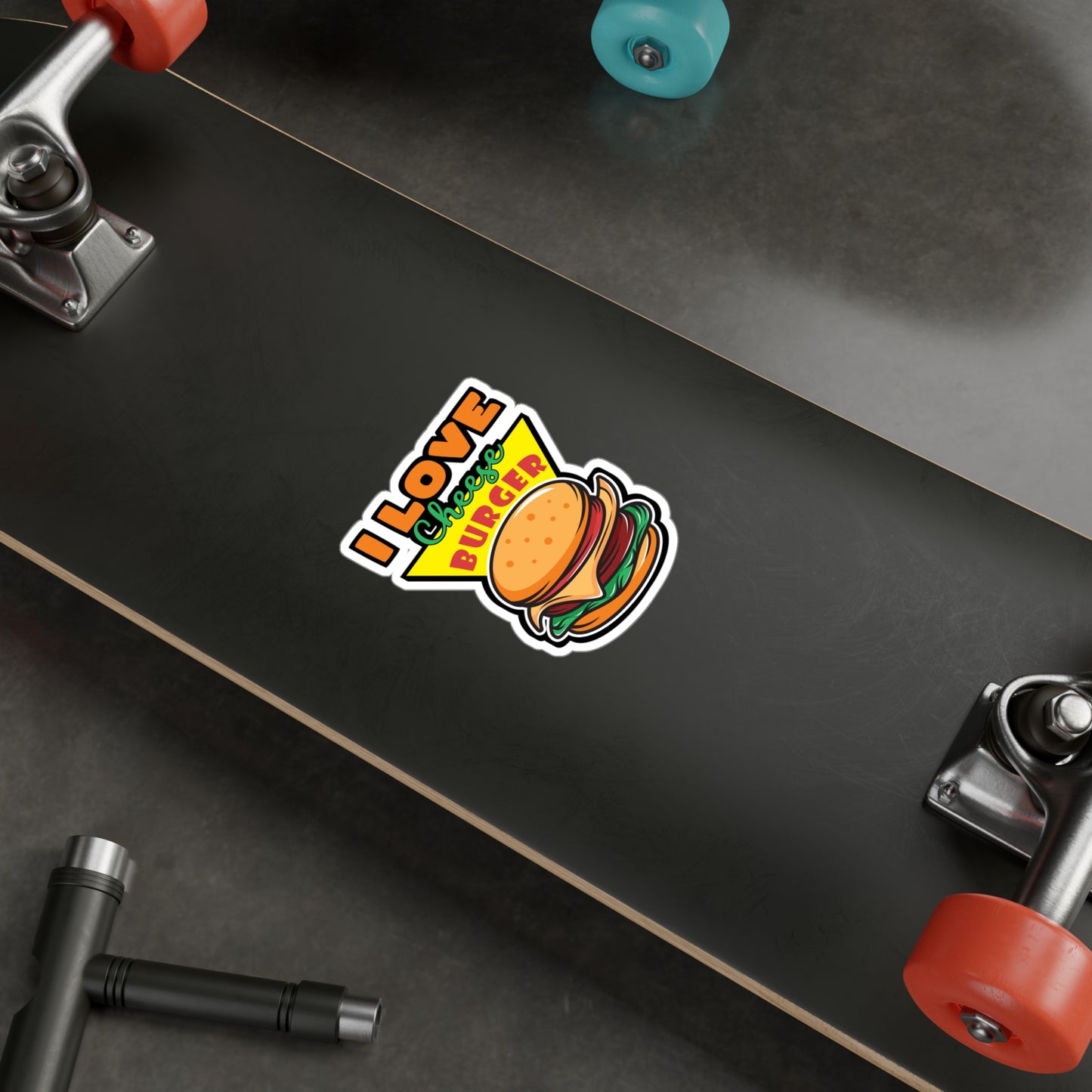 I Love Cheese Burger - Fastfood Sticker for Laptop Sticker. Water Bottle Sticker, Vinyl Fast food Decal - Fastfood Gift