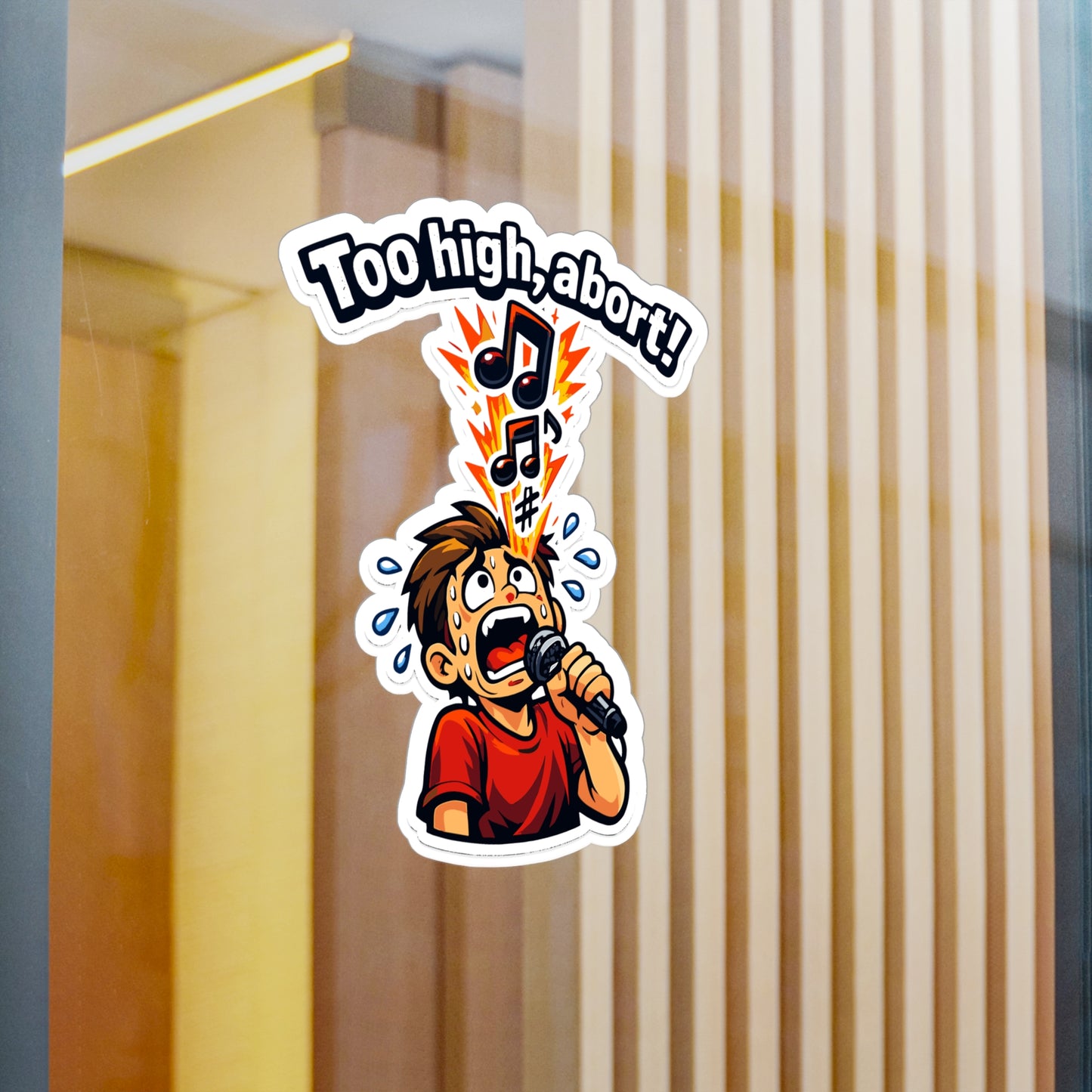 Karaoke Sticker “Too High, Abort!” Funny Music Beer Booze Design Vinyl Waterproof Decals for Laptop Water Bottle