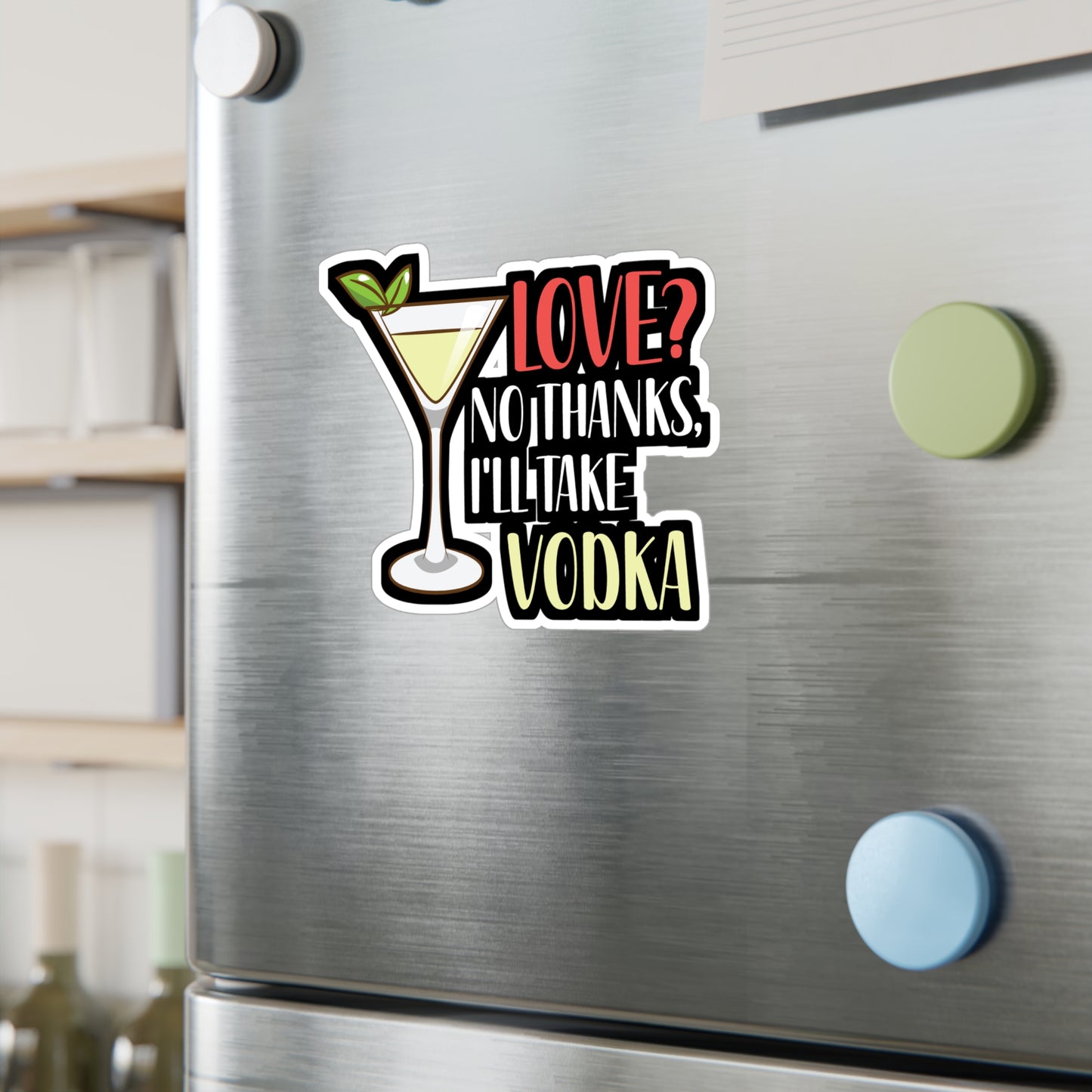 Love No Thanks I'll Take Vodka - Barkeeper Sticker for Wall, Laptop, Window, Truck, Car Barkeeper Gift Vinyl Bartender Decal Sticker