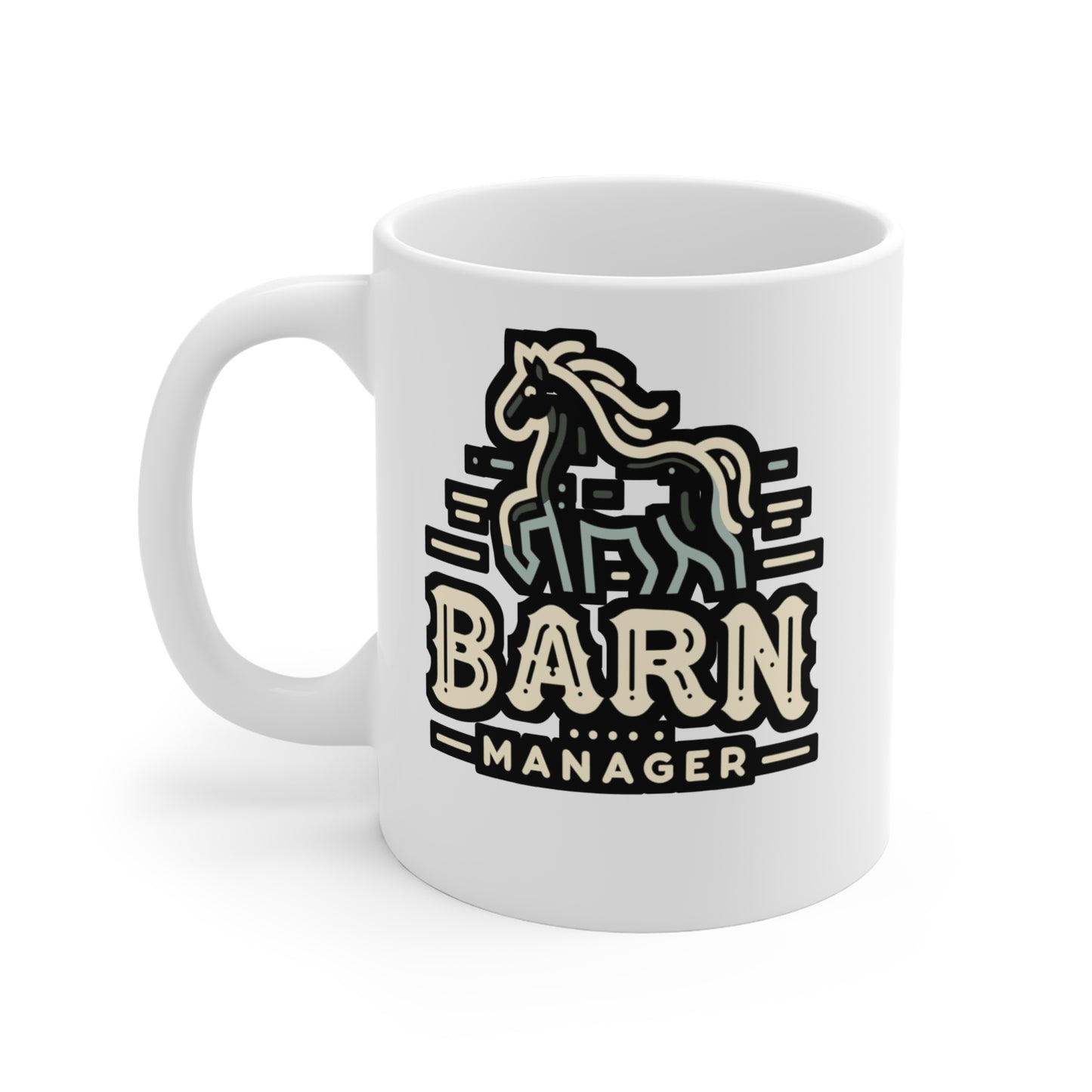 Barn Manager - Horse Mug for Coffee 11oz. Horse Cup, White ceramic, Pasture Mug, Neigh Tea Cup - Horse Gift