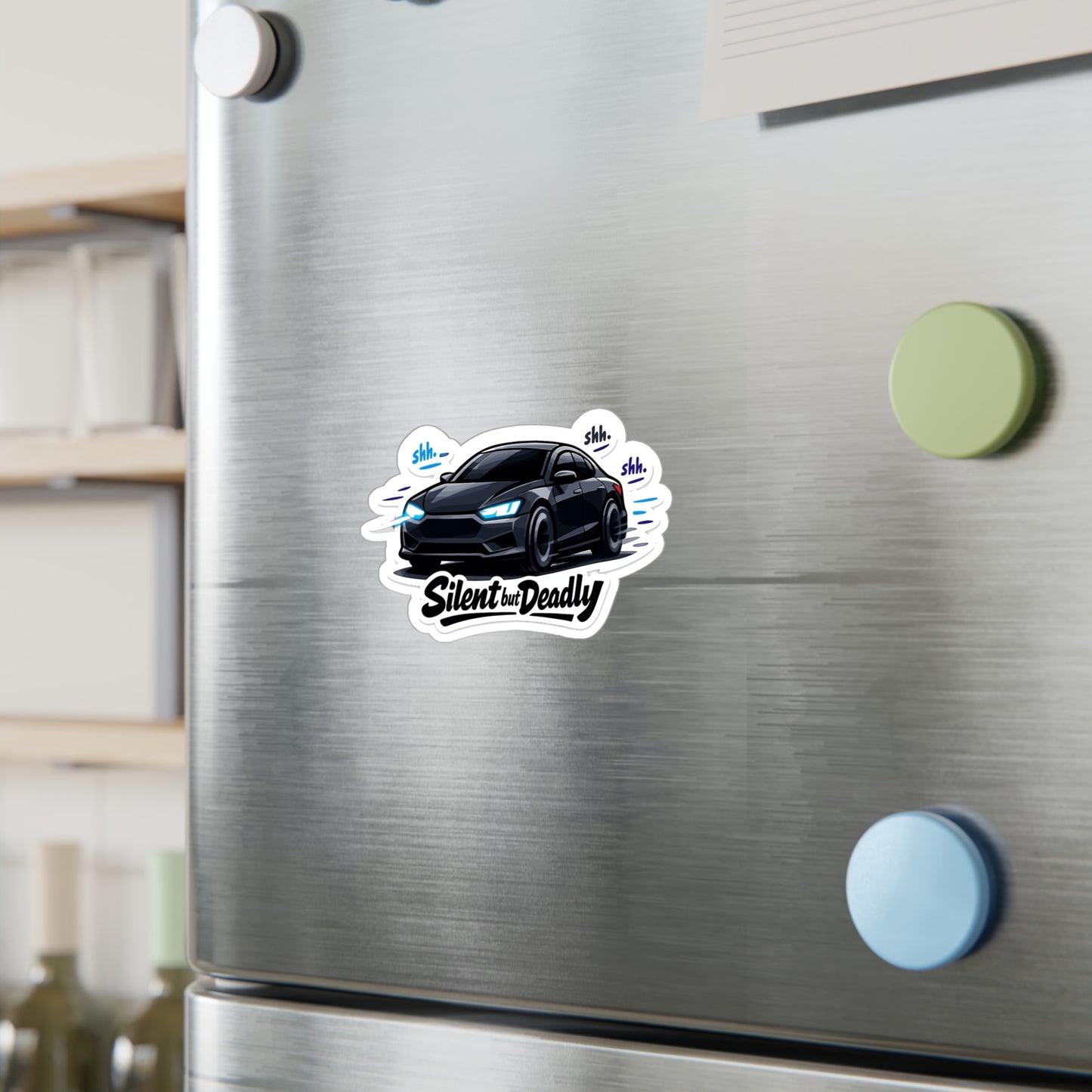 Electric Car Sticker Silent but Deadly Funny electric vehicle decal, Waterproof Vinyl decals for Laptop, Water Bottle, rechargeable battery vibe