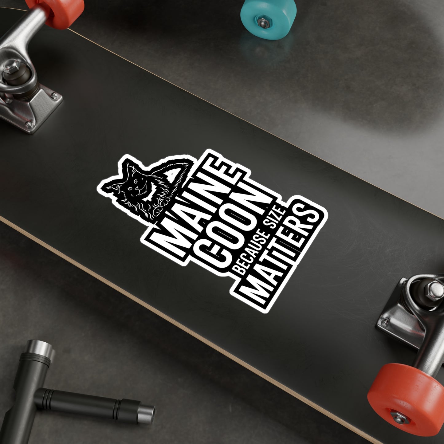 Maine Coon Because Size Matter - Cat Sticker for Wall, Laptop, Window, Truck, Car Cat Gift Vinyl Maine coon Decal Sticker