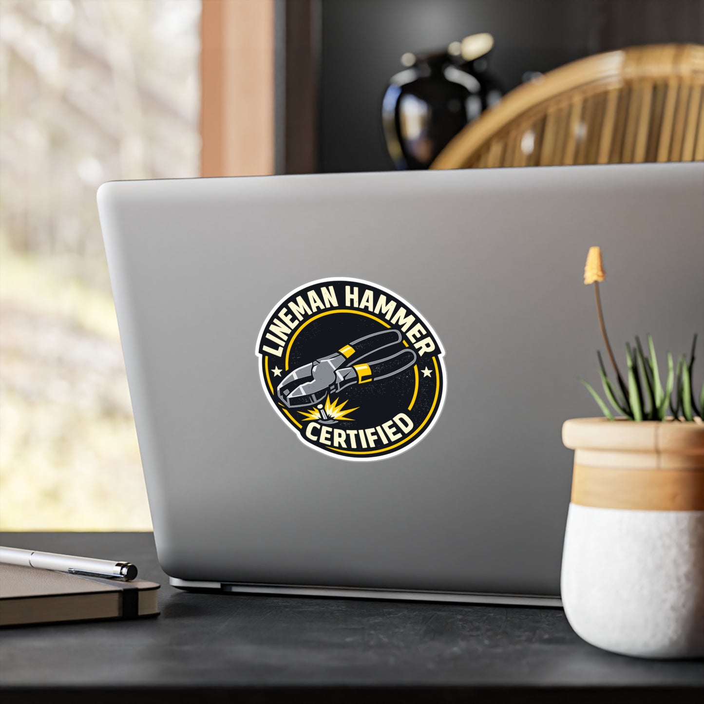 Electrician Sticker Lineman Hammer Certified – Waterproof Vinyl Decals for Laptop, Tool Box, Wire Cable Stripper Theme