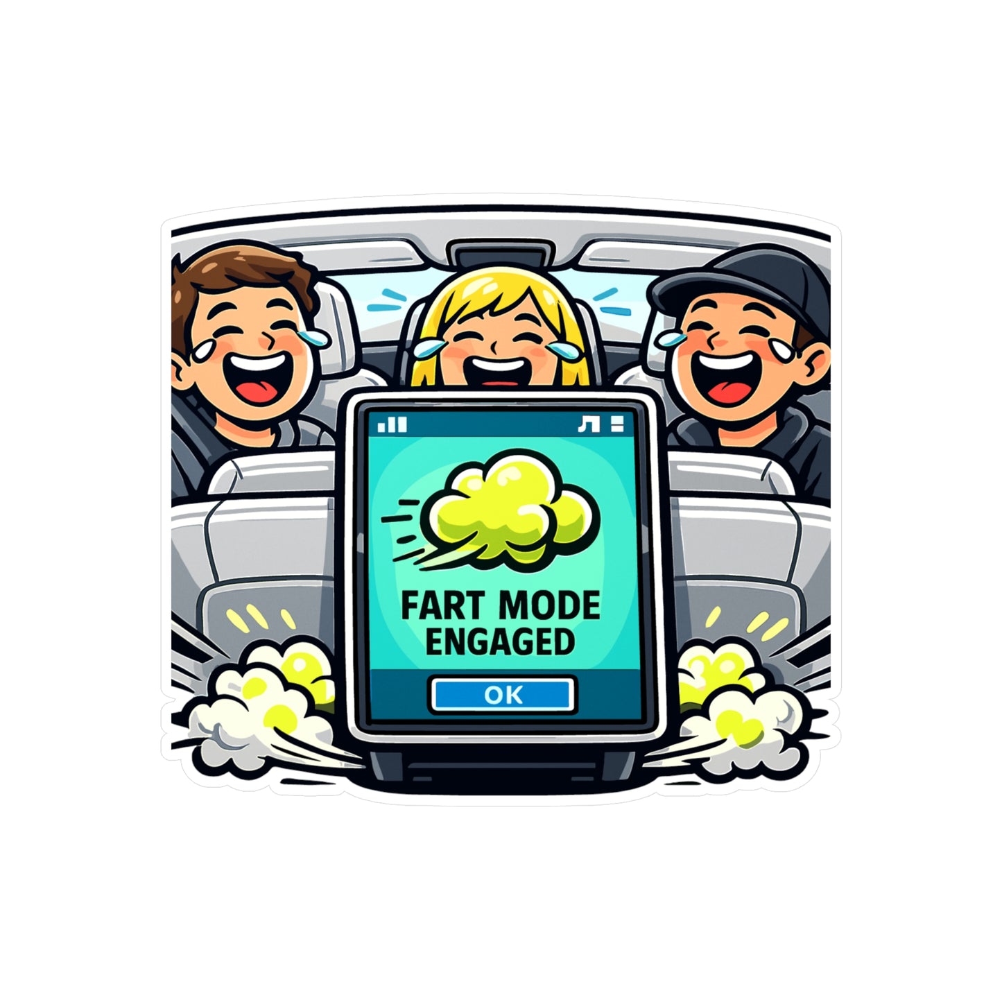 Electric Car Sticker Fart Mode Engaged Funny Waterproof Vinyl decals for electric vehicle Laptop or Water Bottle rechargeable battery theme