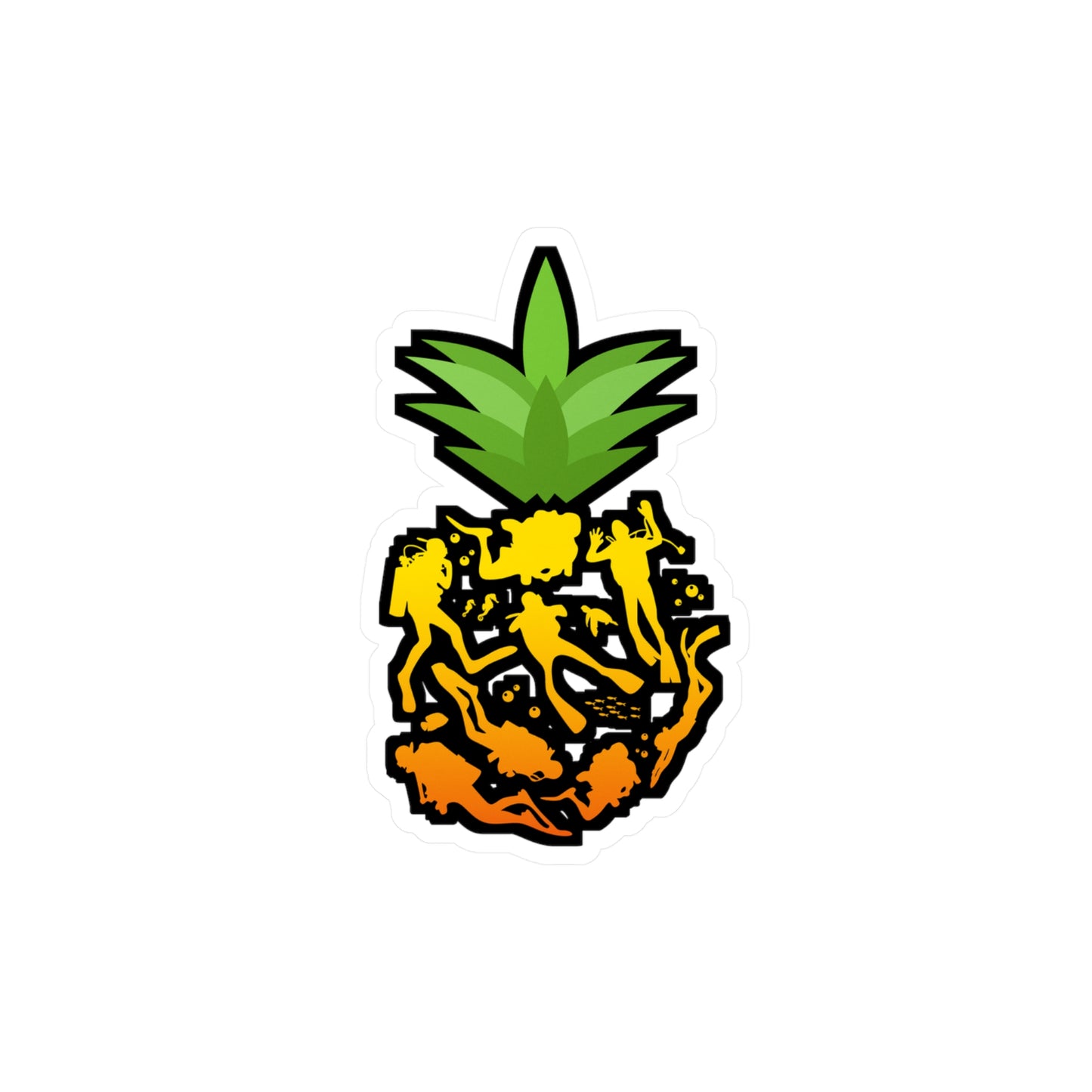 Pineapple Scuba Diver - Diver Sticker for Laptop Sticker. Water Bottle Sticker, Vinyl Scuba-diving Decal - Diver Gift