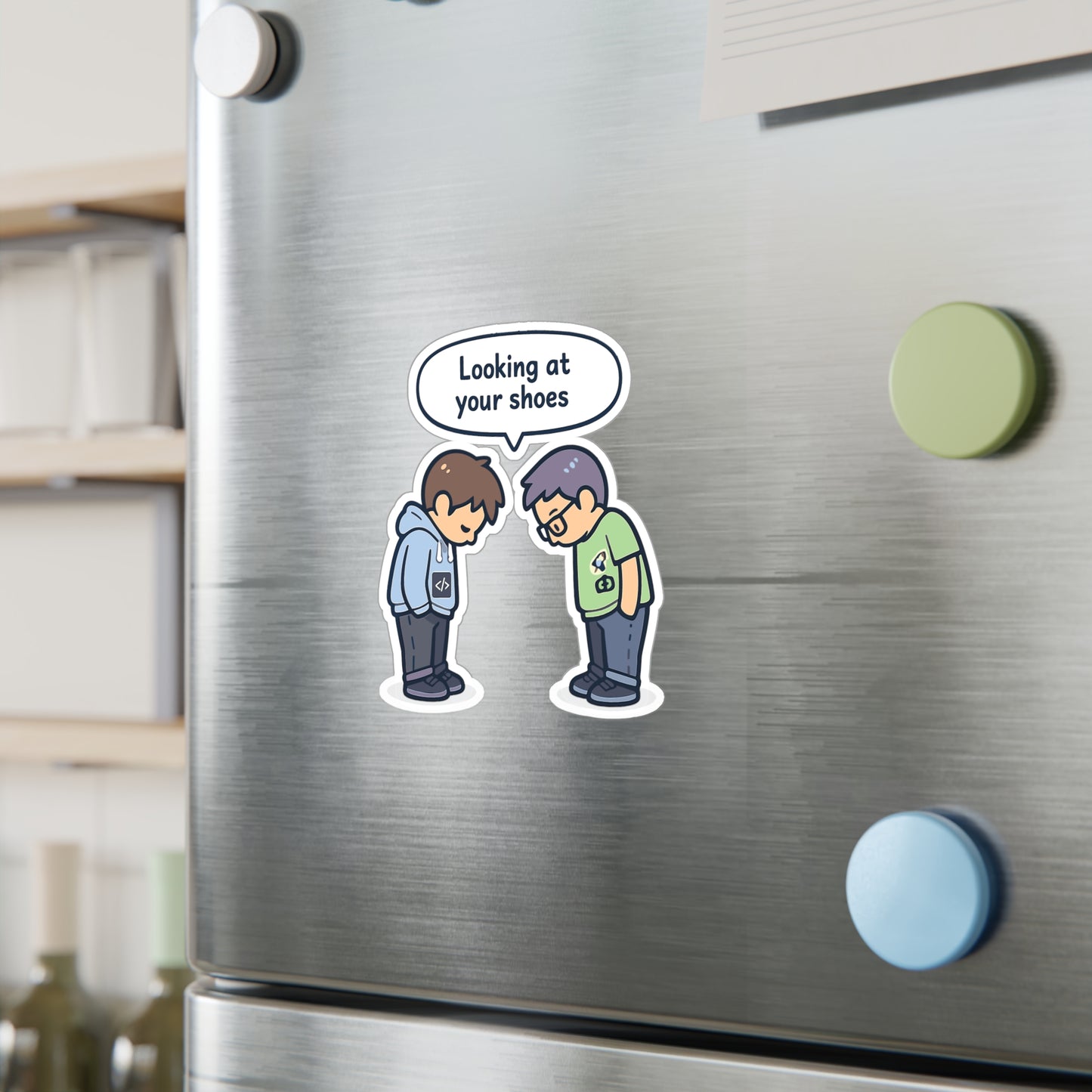 Coding Sticker Looking at your shoes Funny Programmer Decals, Waterproof Vinyl for Laptop Water Bottle Source Code Semicolon Humor