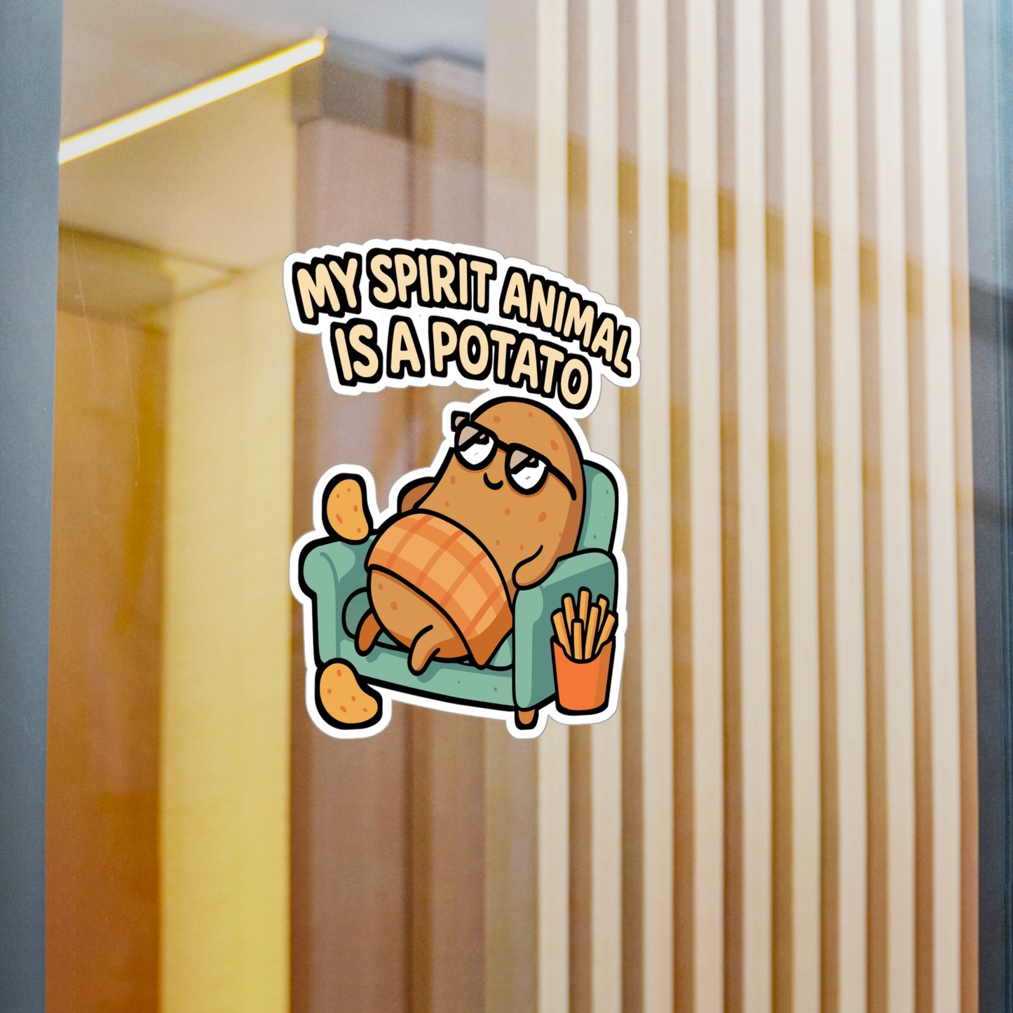 My Spirit Animal Is a Potato – Funny Vinyl Sticker for Laptop or Water Bottle | Vegan Humor Gift, Cute Plant-Based Decal