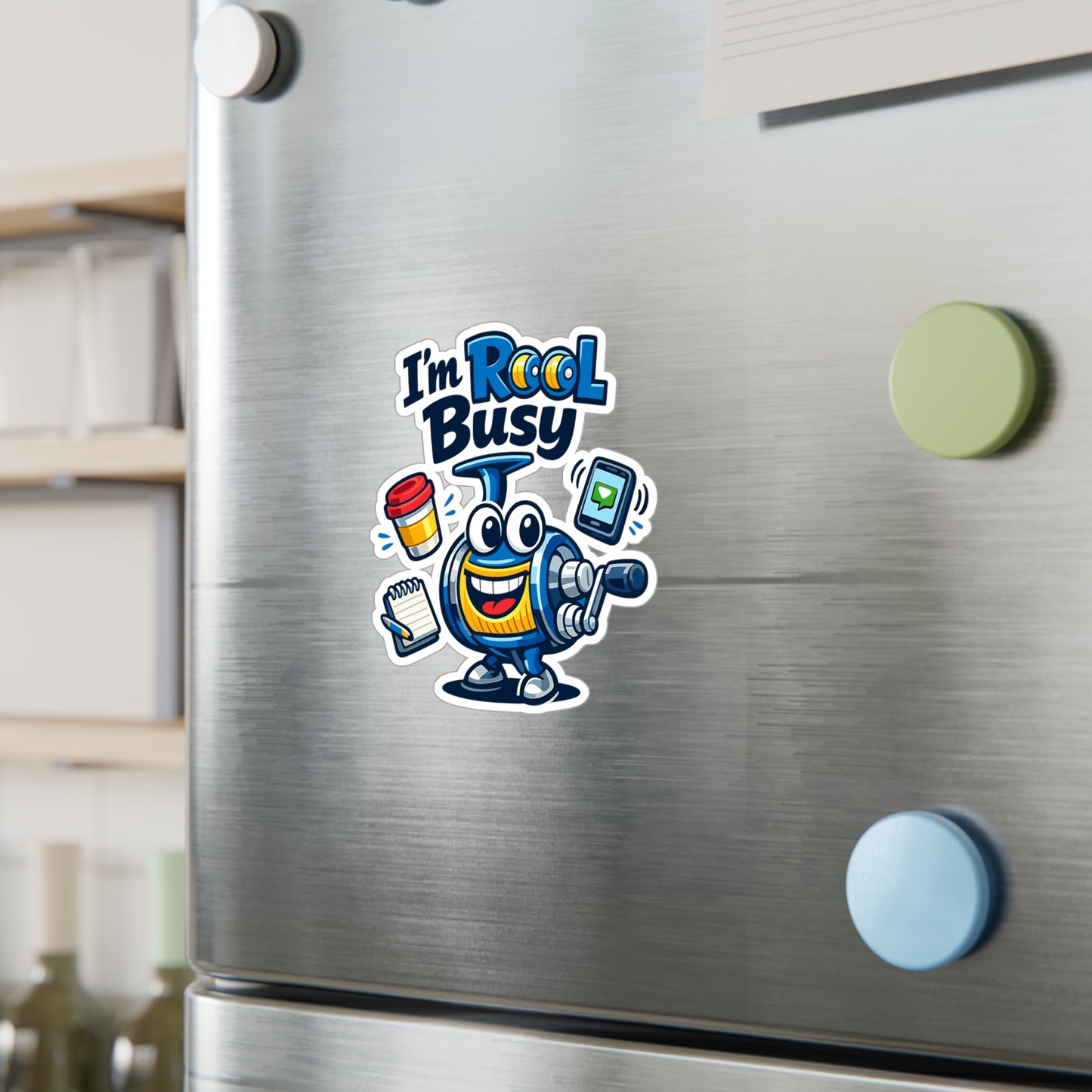 Fishing Sticker “I'm Reel Busy” Funny Angling Lake Boating decals, Waterproof Vinyl for Laptop Water Bottle
