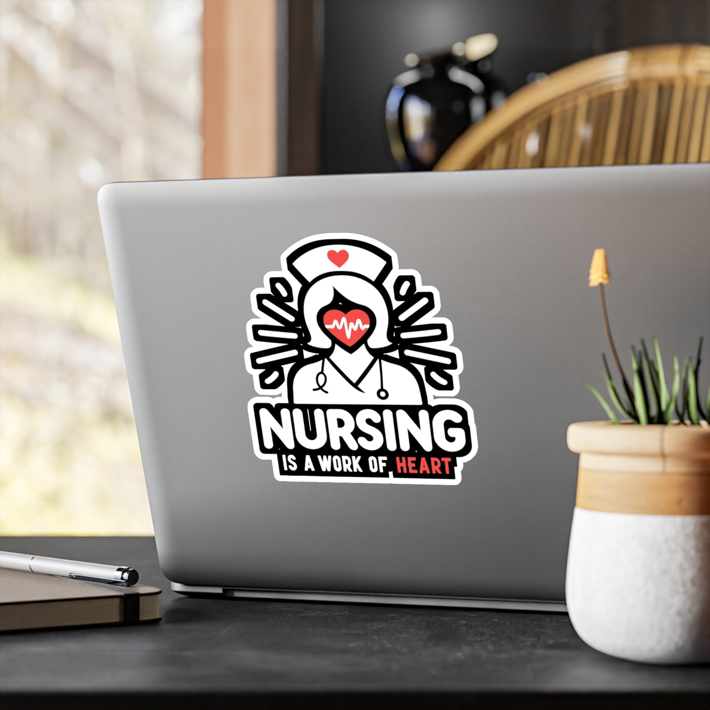 Nursing is a work of heart  - Nurse Sticker for Window Laptop Sticker. Water Bottle Sticker, Vinyl Nursing-student Decal - Nurse Gift