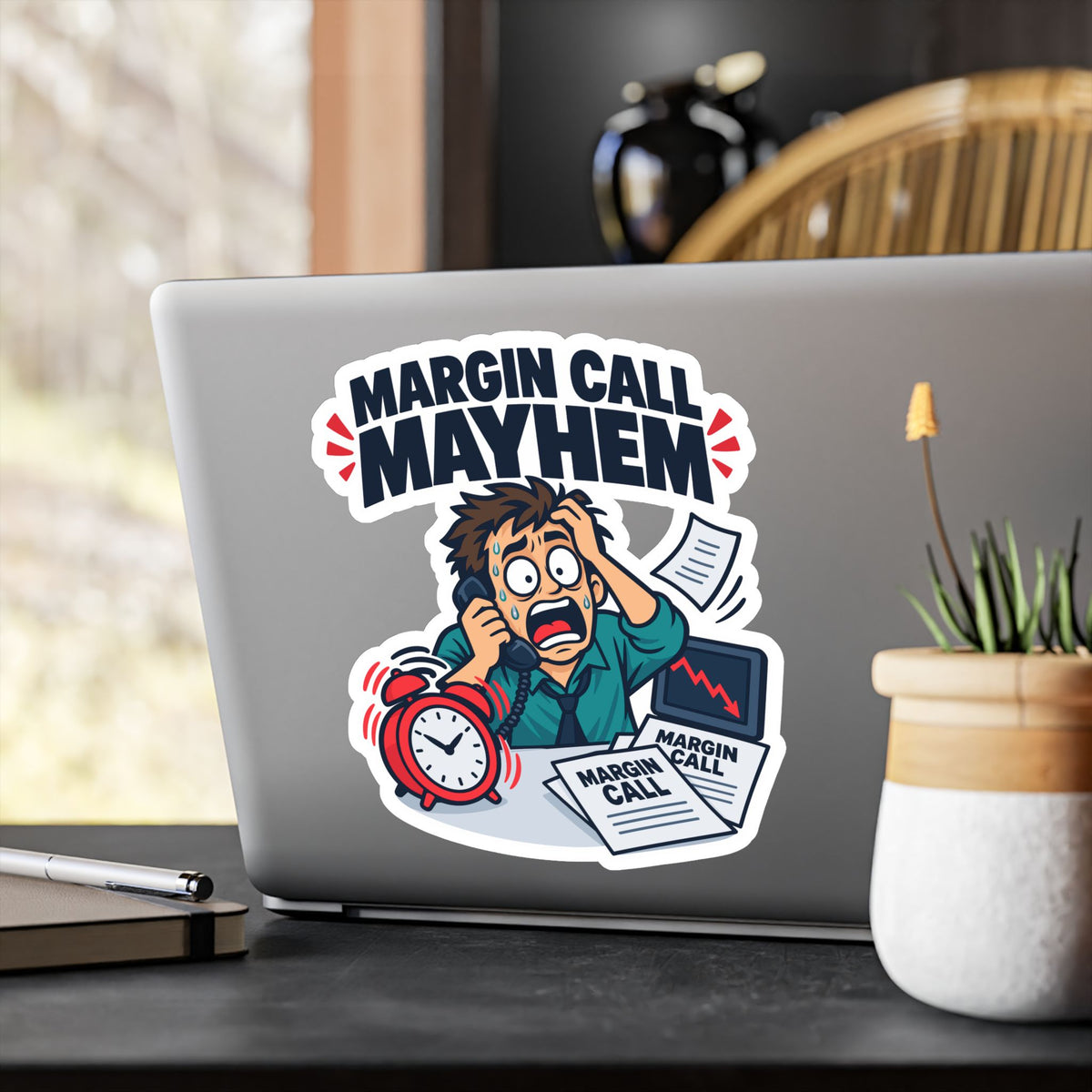 Day Trading Sticker – Margin Call Mayhem for the Forex and Stock Market Trader, Laptop & Water Bottle Decals
