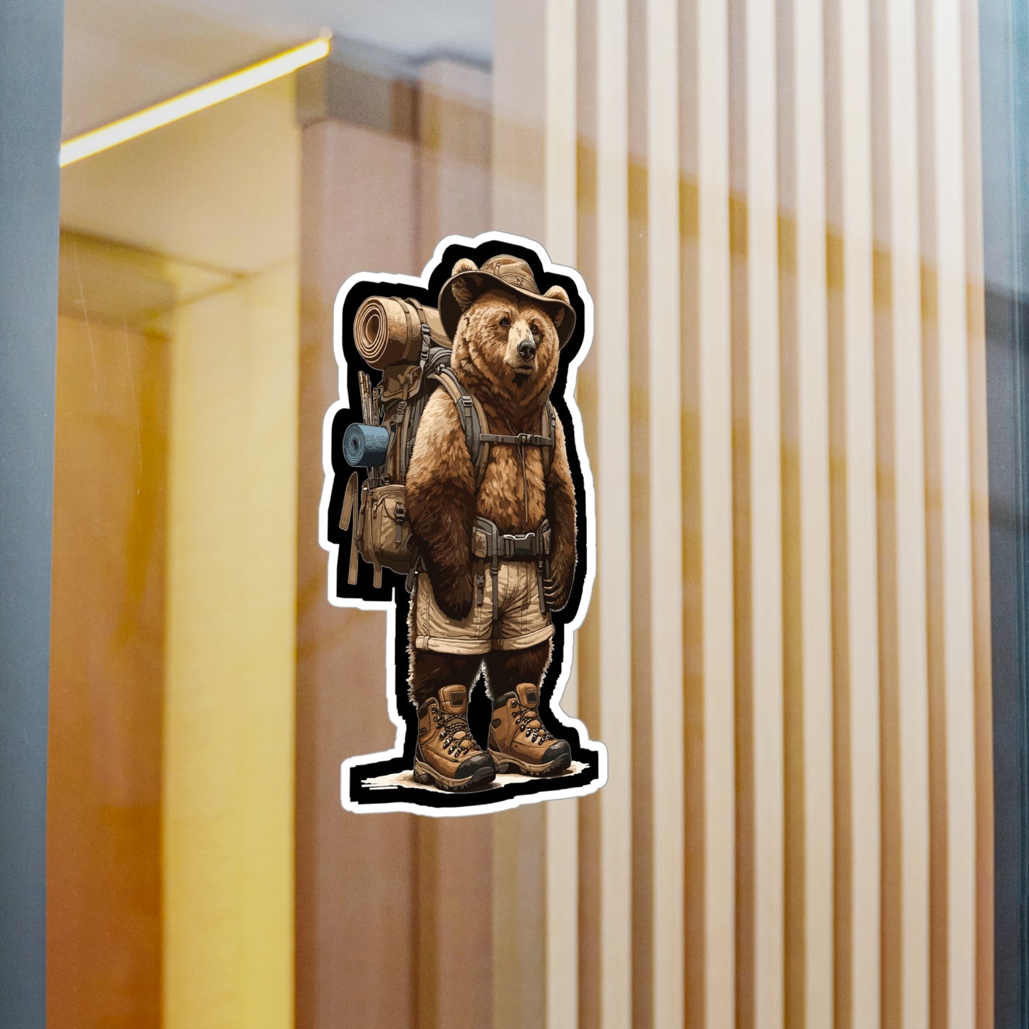 Hiking Bear - Bear Sticker for Car Window Laptop Sticker. Water Bottle Sticker, Vinyl Hiking Decal, Adventure Sticker - Bear Gift