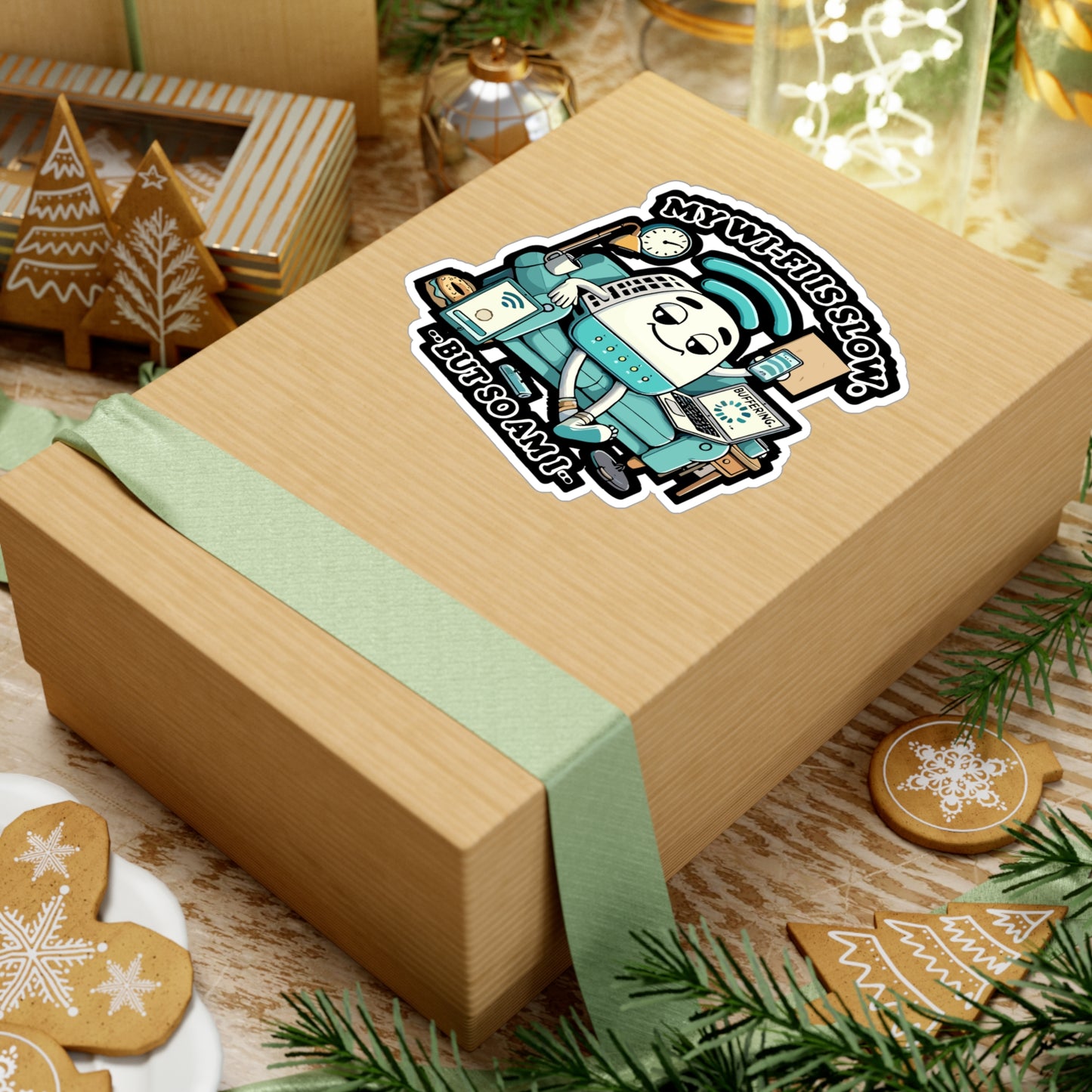 My Wi-Fi Is Slow But So Am I - Slow Wi-Fi joke Sticker for Laptop Sticker. Water Bottle Sticker, Vinyl Tech lover humor Decal - Slow Wi-Fi joke Gift