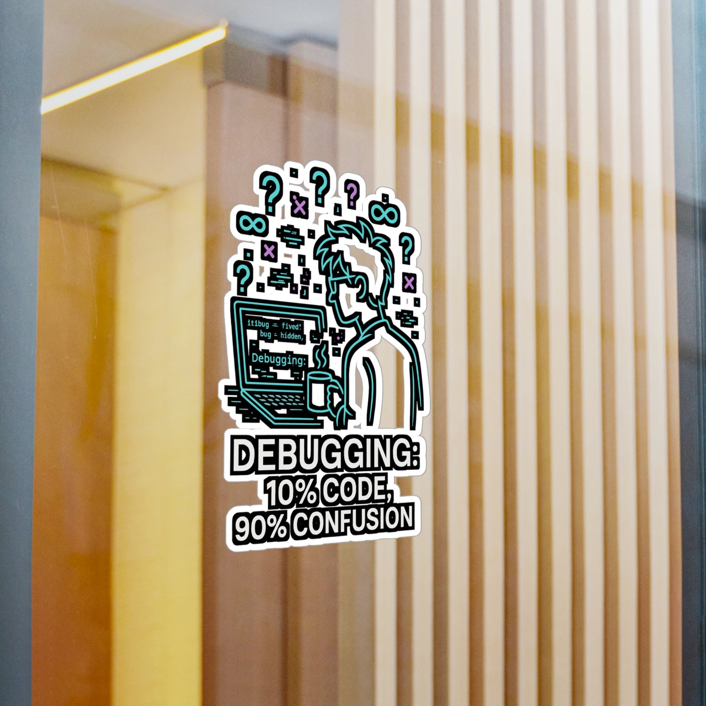 Programming Sticker – Fun "Debugging: 10% Code, 90% Confusion" Decals for Developers & Coders, Waterproof Vinyl for Laptop or Water Bottle