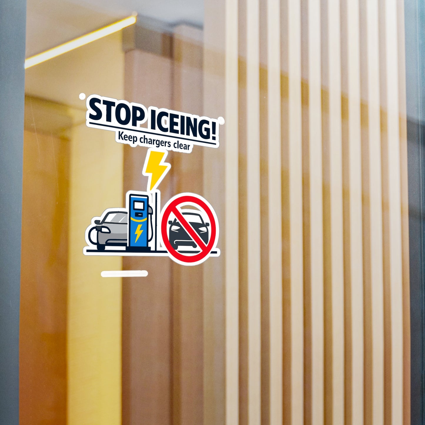 Electric Car Sticker "Stop ICEing!" Waterproof Vinyl sticker decals for electric vehicle, rechargeable battery, Laptop, Water Bottle