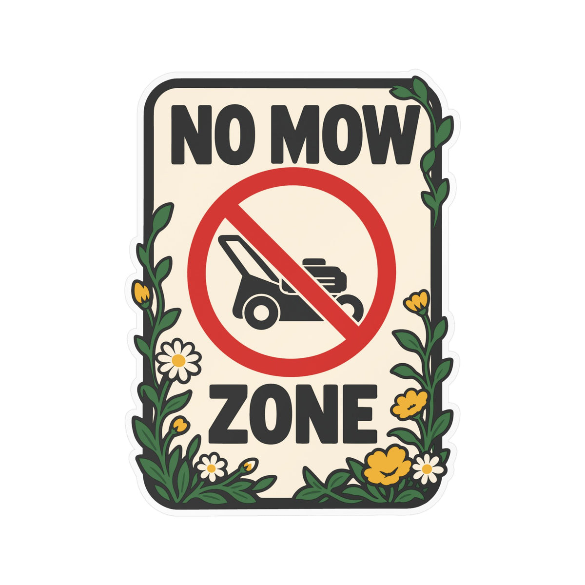 Plants Sticker "No Mow Zone" – Dandelion Decals for Laptop and Water Bottle, Friendship Gift for Nature Lovers