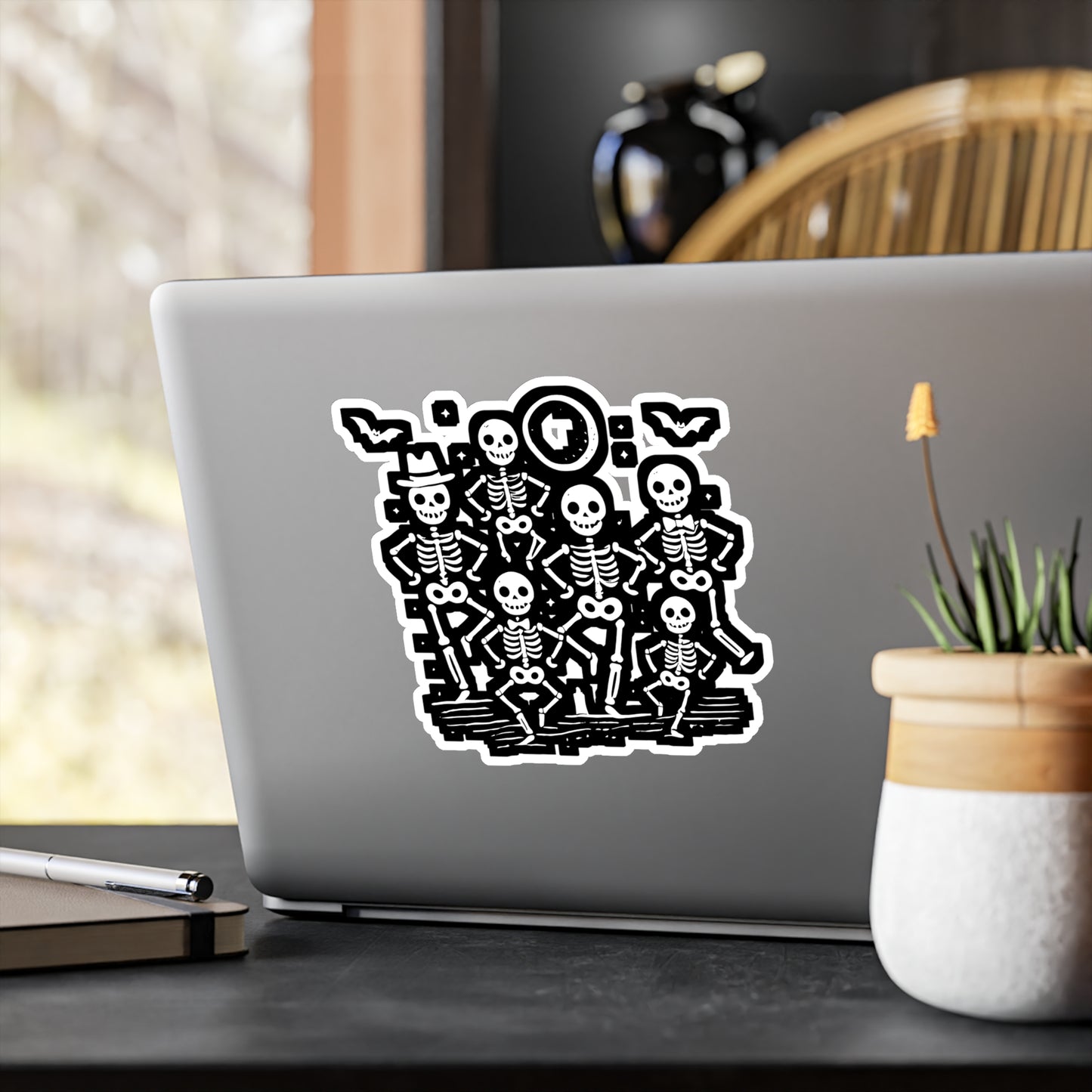 Halloween Dancing Skeletons - Halloween Sticker for Laptop Sticker. Water Bottle Sticker, Vinyl Skeletons Decal - Halloween Gift