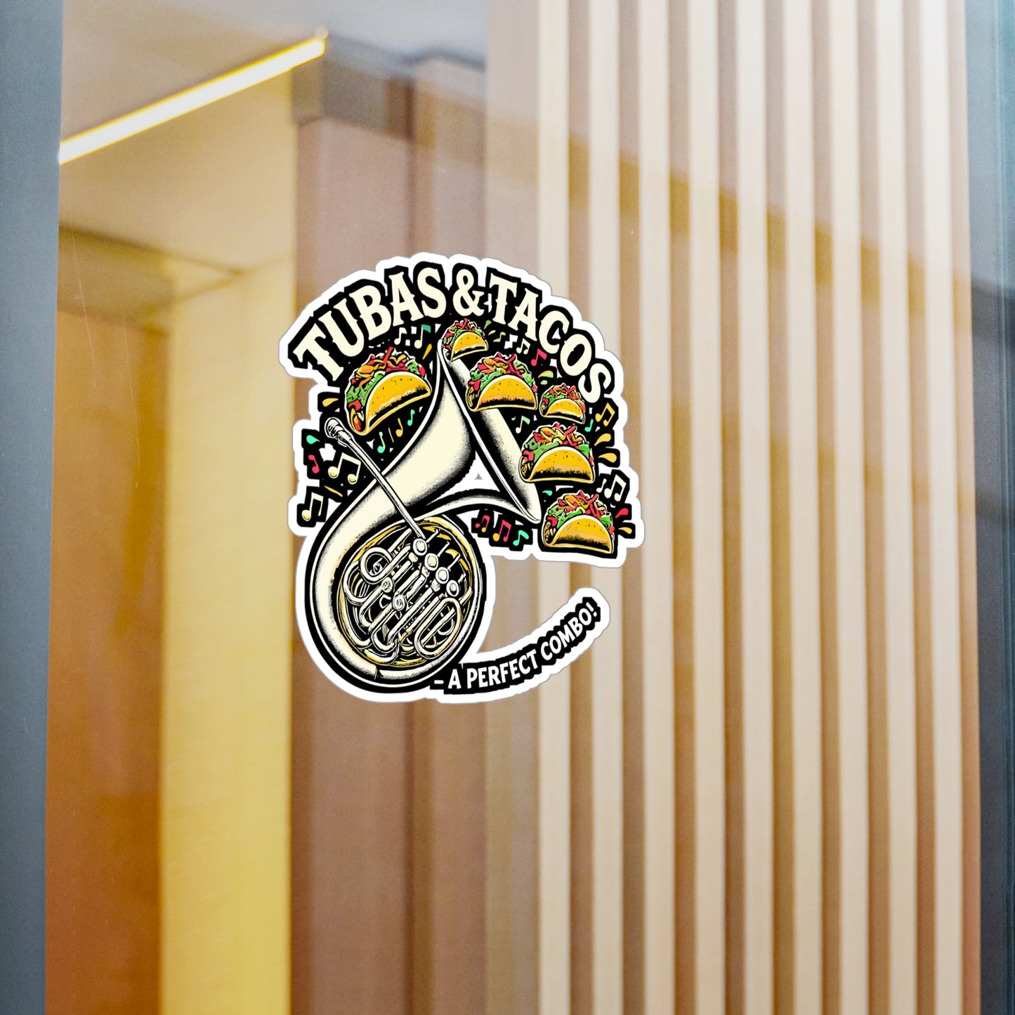 Tubas & Tacos – Tuba Sticker for Laptop or Water Bottle | Vinyl Brass Decal | Perfect Tuba Gift for Musicians