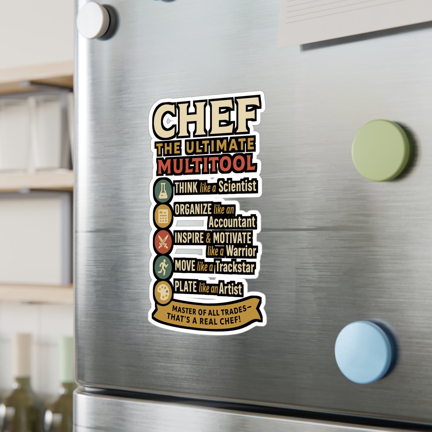 Chef The Ultimate Multitool - Chef Sticker for Laptops, Water Bottles, Gift for Cooking Enthusiasts, Kitchen Lover Decal