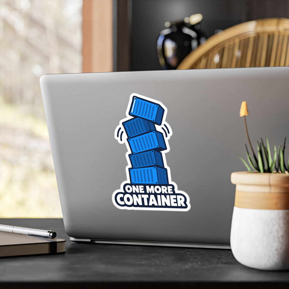 tech Sticker - One More Container, Reboot Button and Bandage-Inspired Design, Decorative decals for Laptop and Water Bottle