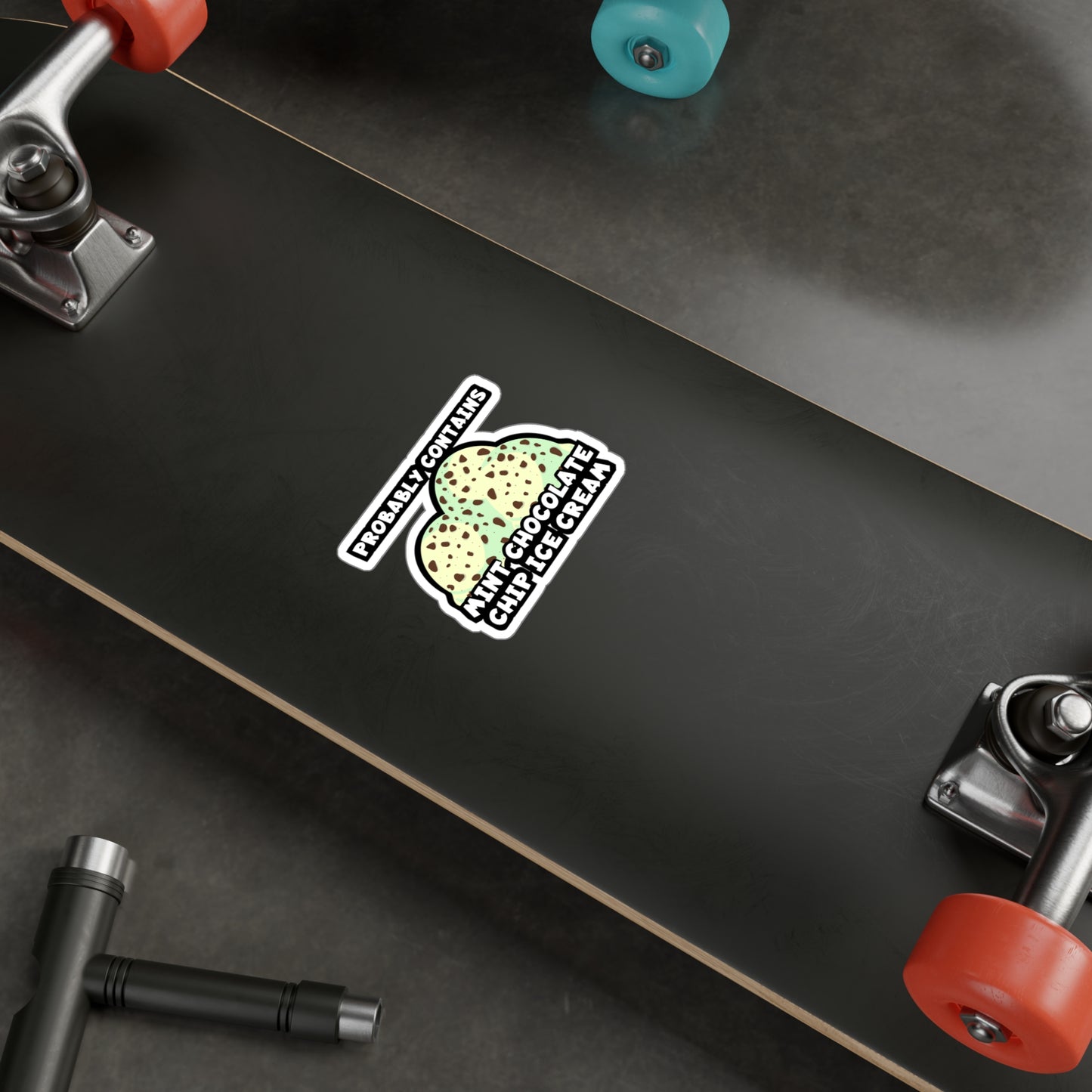 Probably Contains Mint Chocolate Chip Ice Cream | Icecream Sticker | Mint Decals | Chocolate Laptop Sticker | Icecream Gift | Mint Gift