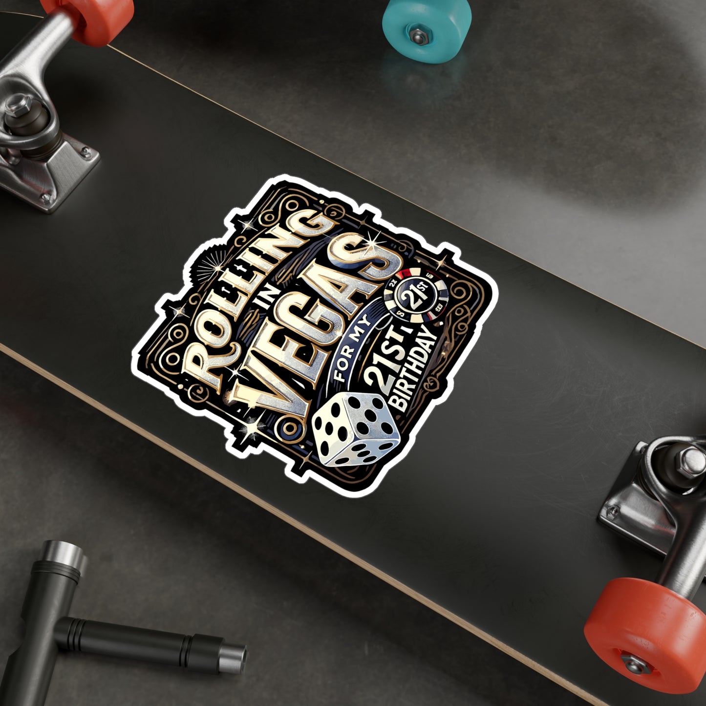 Rolling In Vegas For My 21st Birthday - Vegas Sticker for Laptop Sticker. Water Bottle Sticker, Vinyl 21st birthday Decal - Vegas Gift