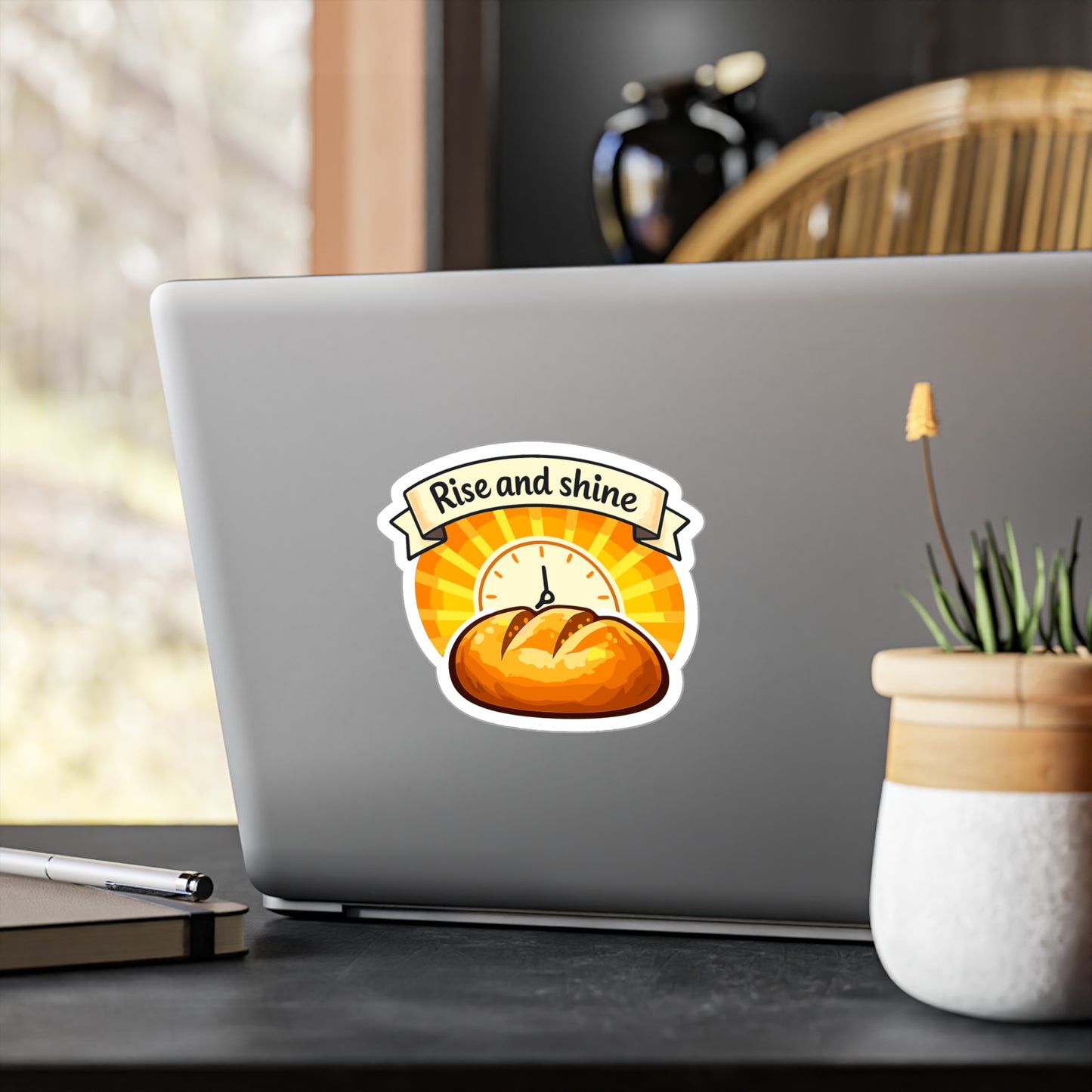 Baking Sticker Rise and Shine Sourdough Baker Decals Waterproof Vinyl for Laptop Water Bottle Funny Soggy Bread Design