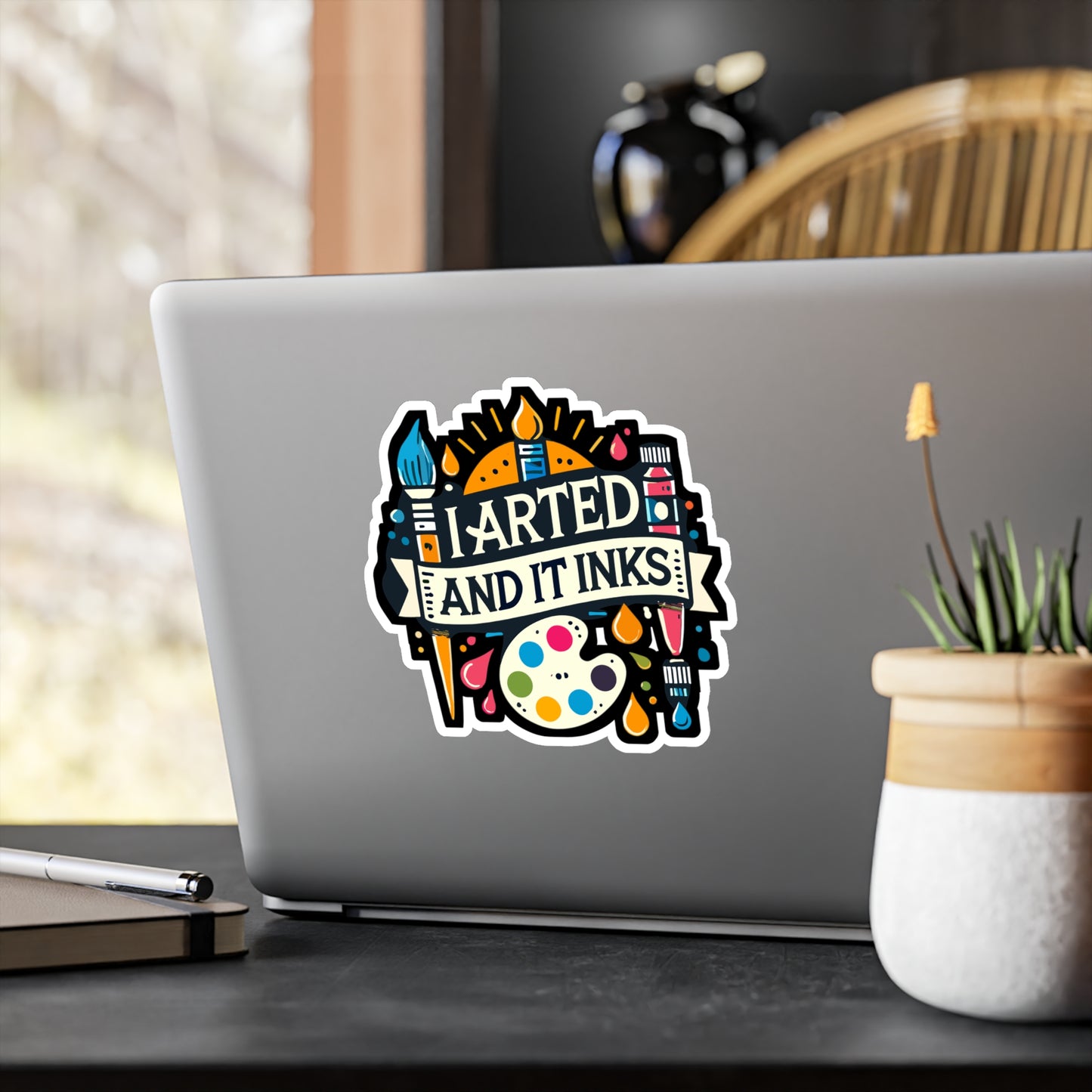 I Arted And It Inks - Art-teacher Sticker for Laptop Sticker. Water Bottle Sticker, Vinyl Artist Decal - Art-teacher Gift
