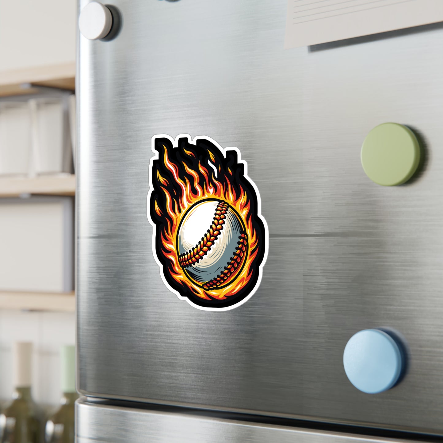 Fire Baseball - Baseball Sticker for Car Window Laptop Sticker. Water Bottle Sticker, Vinyl Player Decal, Sports Sticker - Baseball Gift