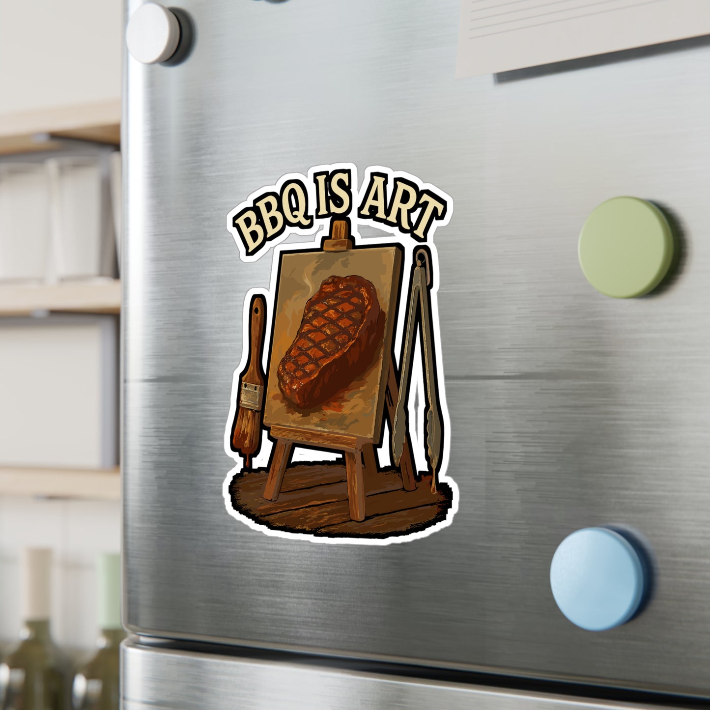 BBQ Sticker – "Bbq Is Art" Vinyl Decals for Grill, Steak & Easel Fans, Waterproof for Laptop or Water Bottle