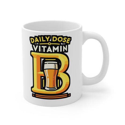 Daily Dose Vitamin B - Craft-beer Mug for Coffee 11oz. Craft-beer Cup, White ceramic, Virginia Mug, Brewing Tea Cup - Craft-beer Gift