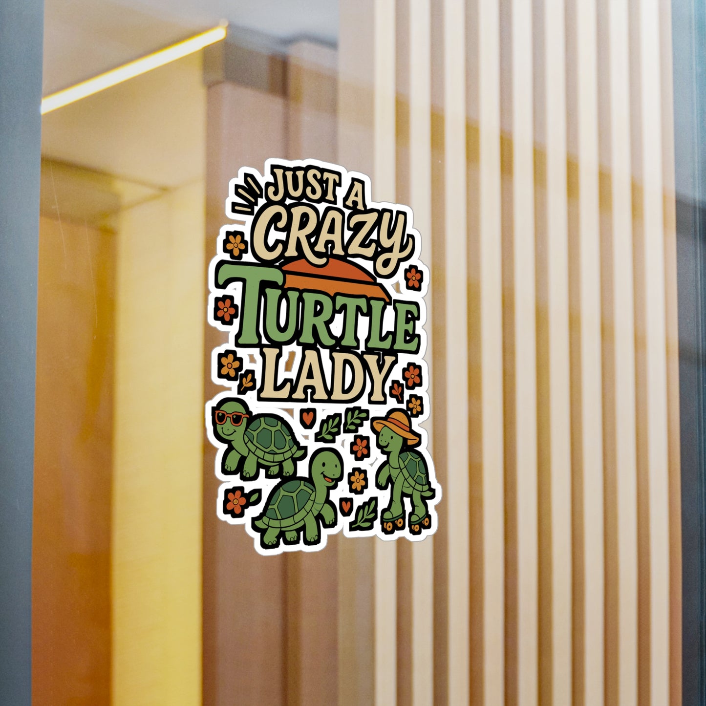 Crazy Turtle Lady – Turtle Sticker for Car Window, Laptop & Water Bottle | Vinyl Tortoise Decal, Sulcata Turtle Gift, Animal Lover Present