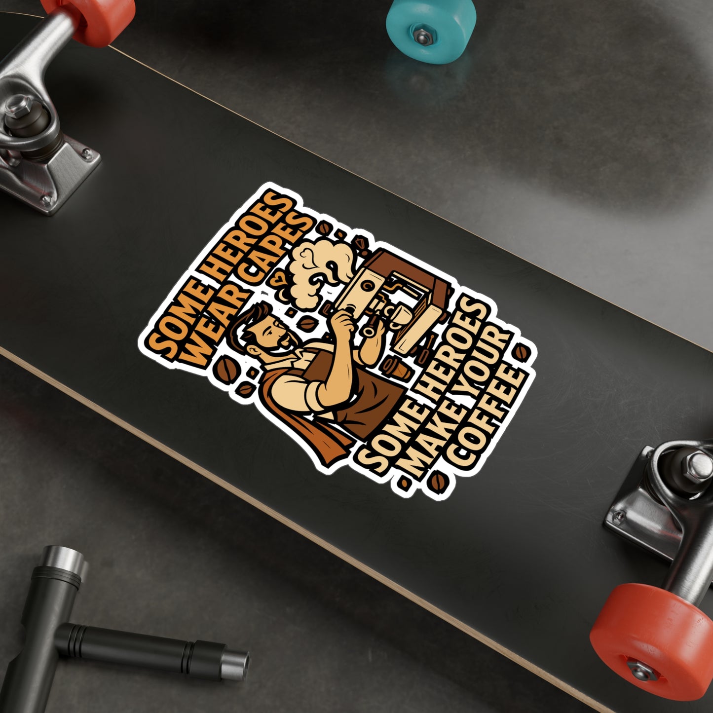 Some Heroes Wear Capes Some Heroes Make Your Coffee – Barista Sticker for Laptop, Water Bottle, Vinyl Coffee Maker Decal, Coffee Lover Gift